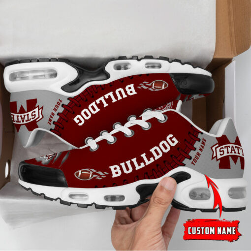 Personalized Mississippi State Bulldogs Team Logo Rugby Ball Pattern TN Shoes Air Cushion Sneakers