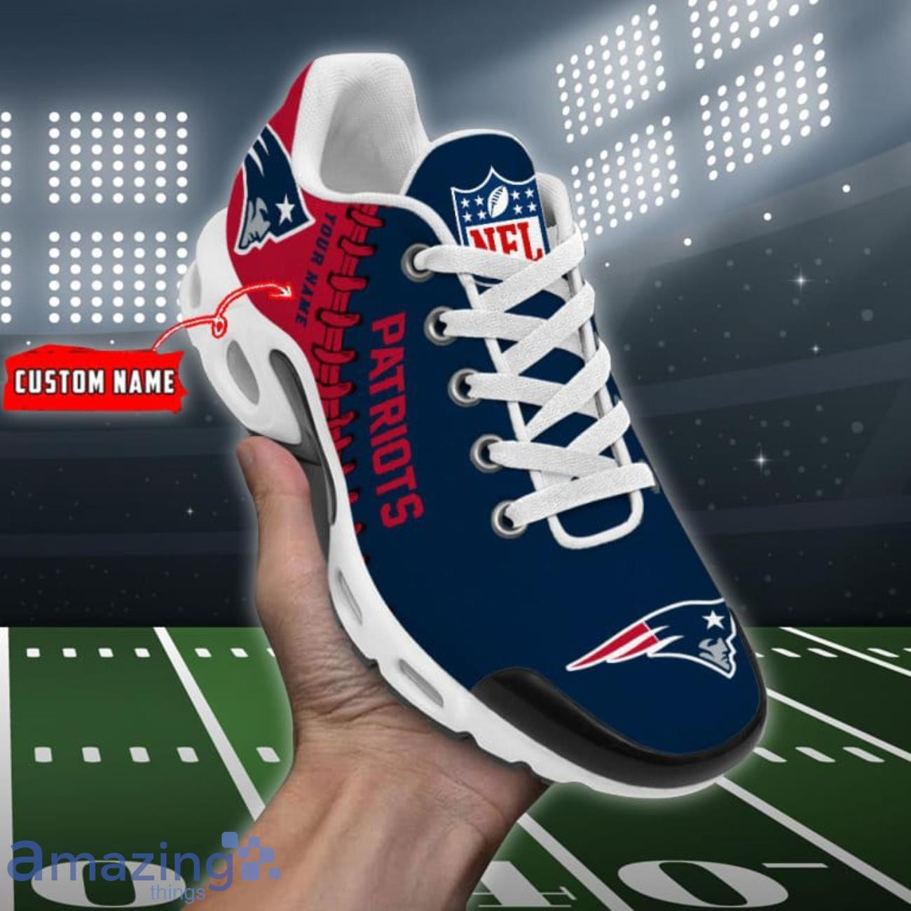personalized new england patriotsteam logo rugby ball pattern tn air max shoes air cushion sneakers 7460 22hzs