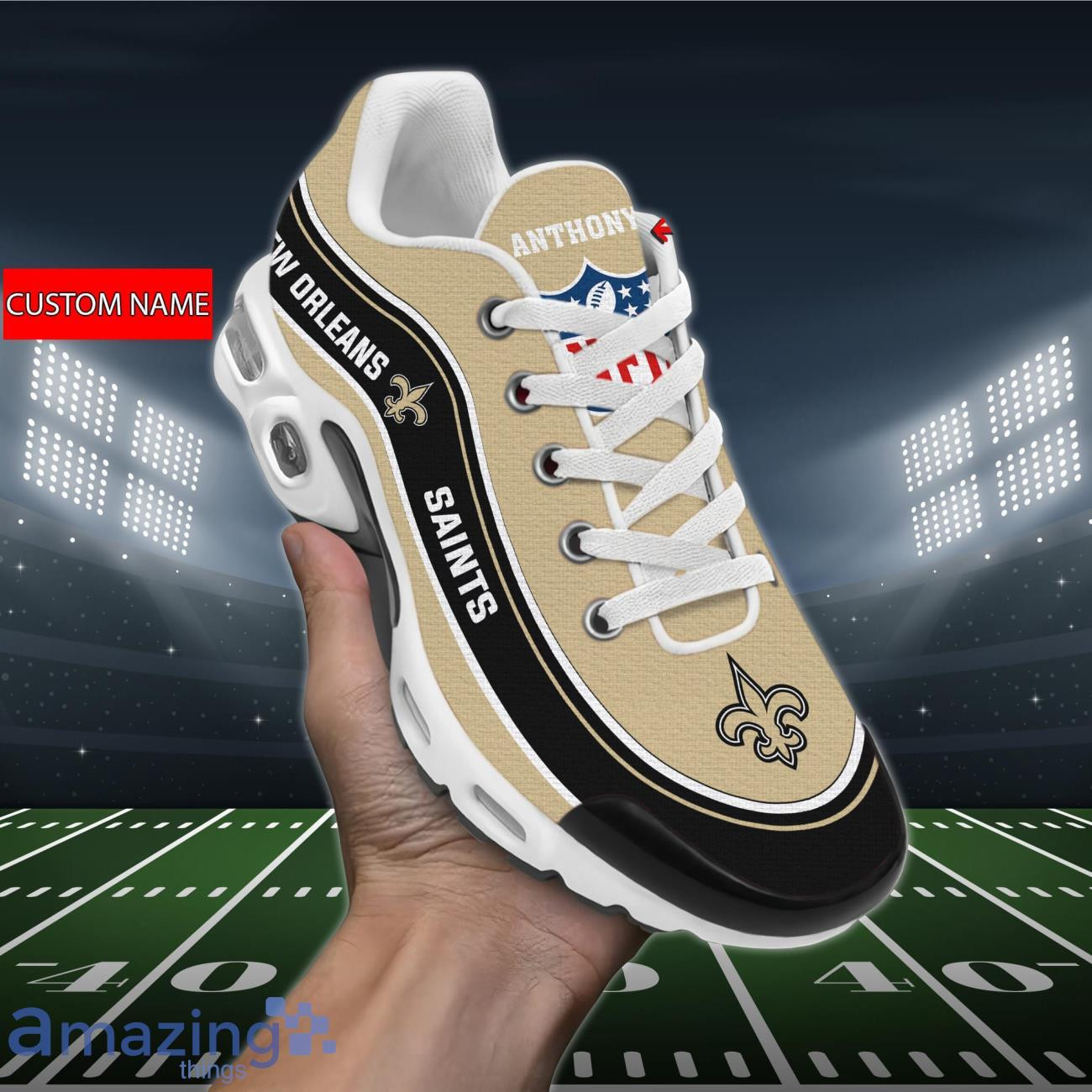personalized new orleans saintsteam logo team name on black tn air max shoes air cushion sneakers 7936 v0vvn