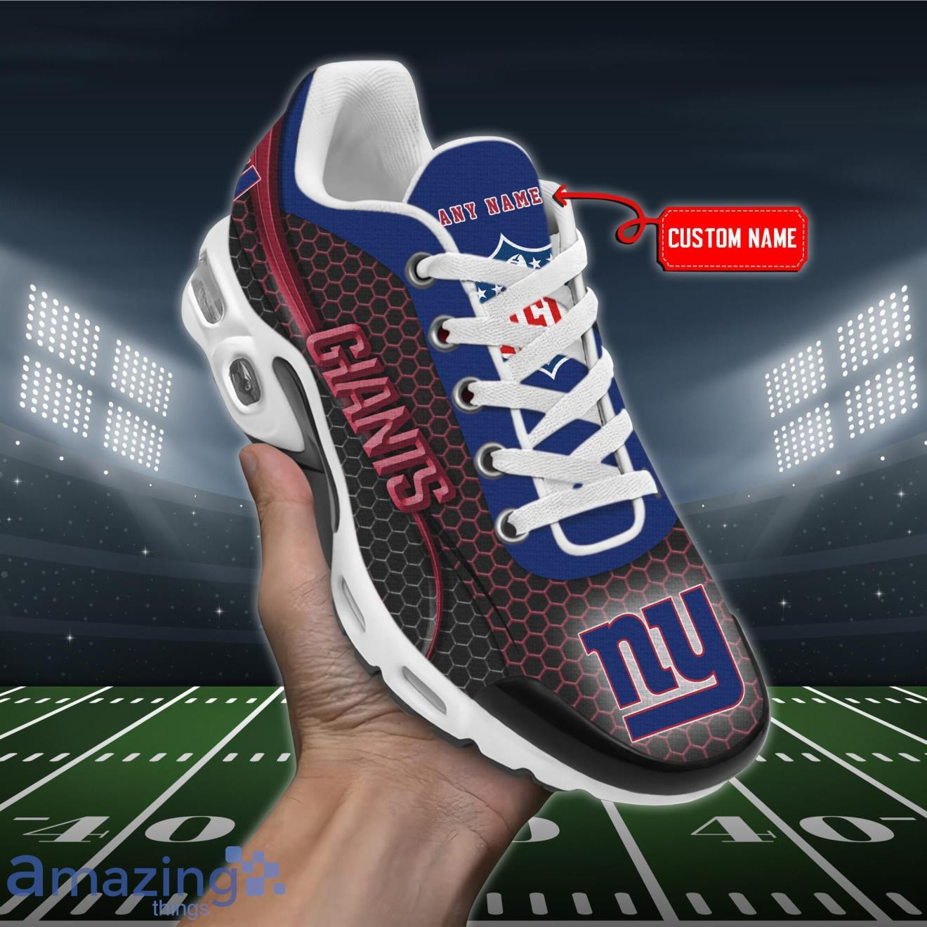 personalized new york giantsteam logo hexagon pattern team color tn air max shoes air cushion sneakers 1707 pwmbh