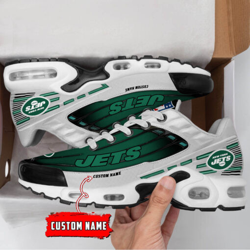 Personalized New York Jets Black And Team Color Stripes White TN Air Max Shoes Air Cushion Sneakers