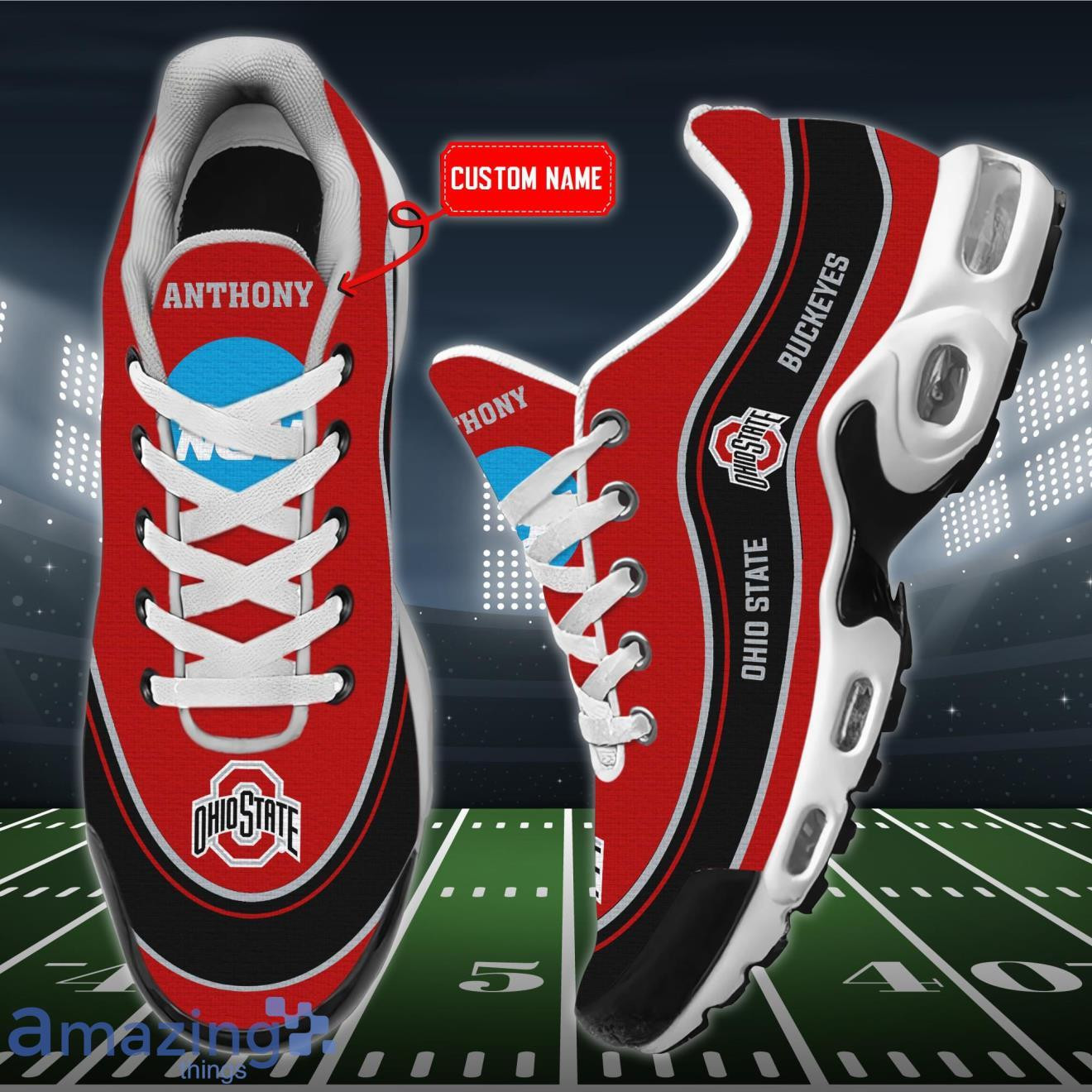 personalized ohio state buckeyes team logo team name on black tn air max shoes air cushion sneakers 6345 gmop4