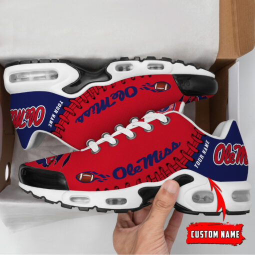 Personalized Ole Miss Rebels Team Logo Rugby Ball Pattern TN Air Max Shoes Air Cushion Sneakers
