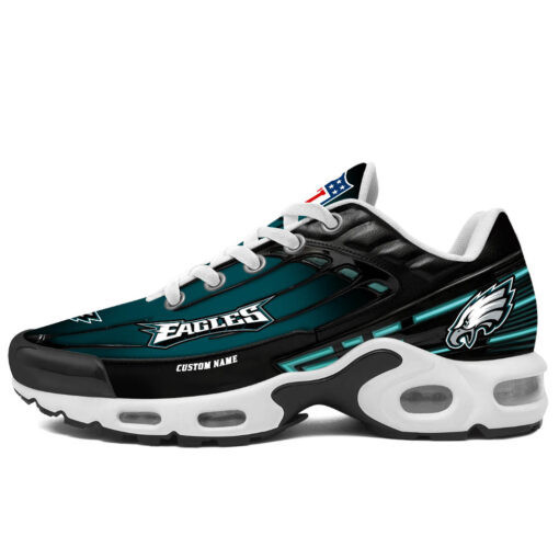 Personalized Philadelphia EaglesBlack And Team Color Stripes Black TN Air Max Shoes Air Cushion Sneakers