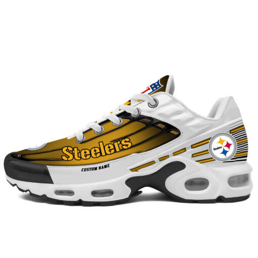 Personalized Pittsburgh SteelersBlack And Team Color Stripes White TN Air Max Shoes Air Cushion Sneakers