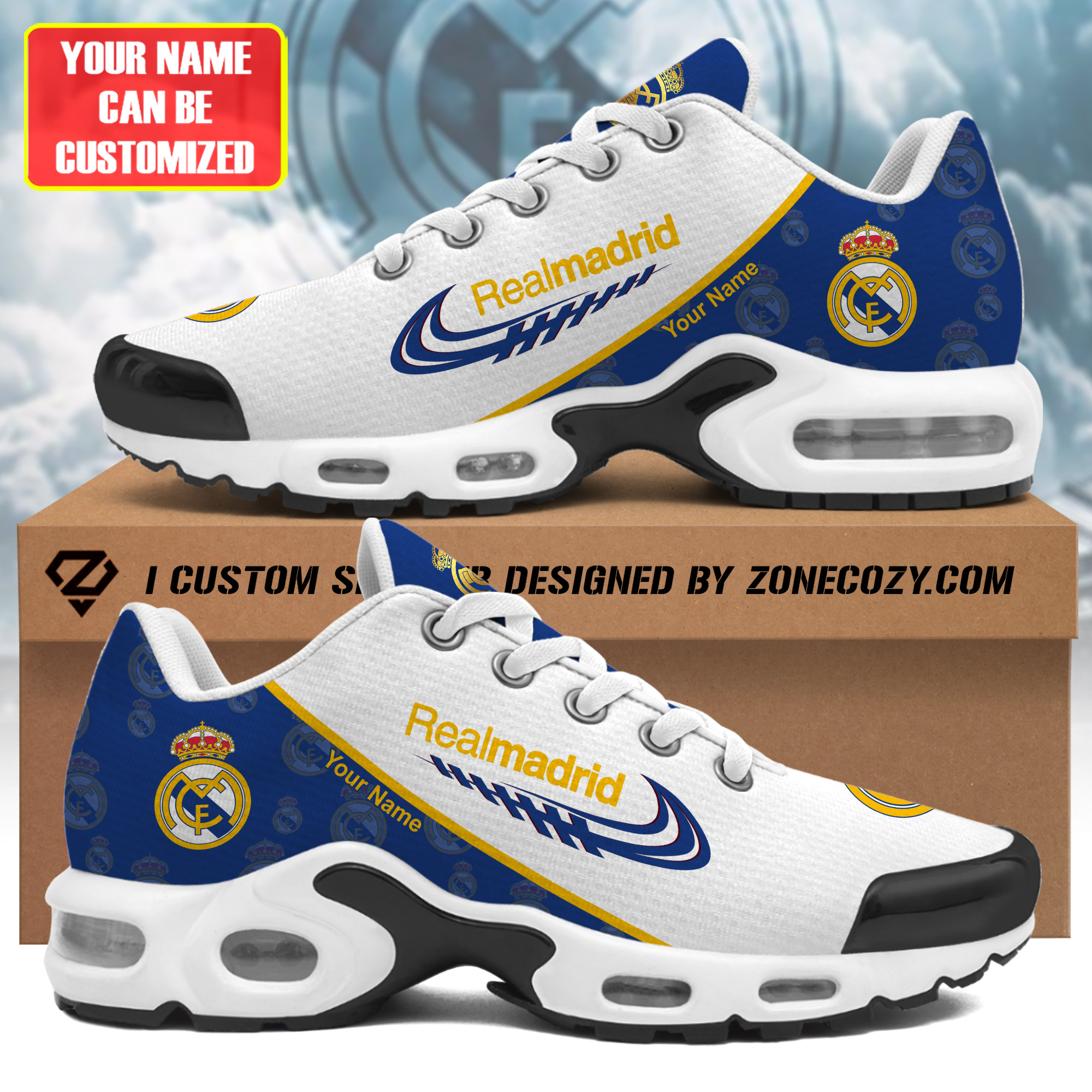 personalized real madrid air cushion sneaker 5862 w8ubc