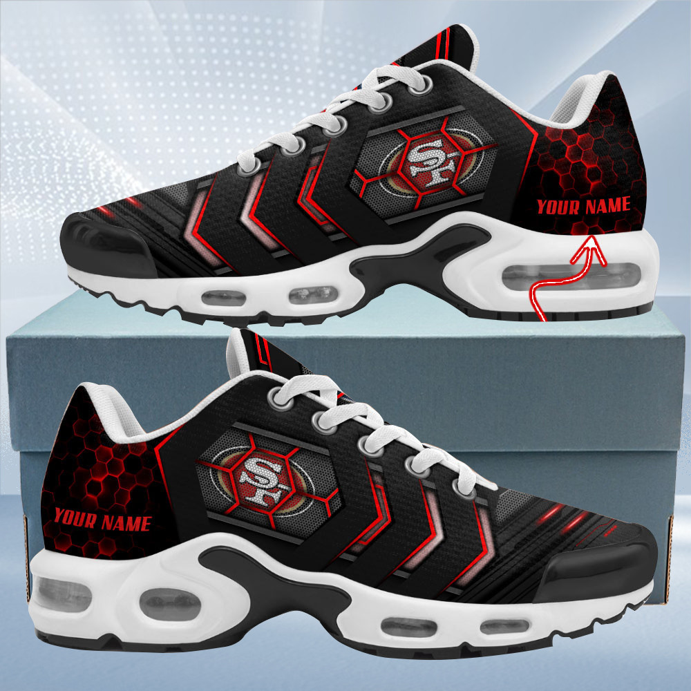 Personalized San Francisco 49ersTeam Logo Team Neon Color TN Air Max Shoes Air Cushion Sneakers