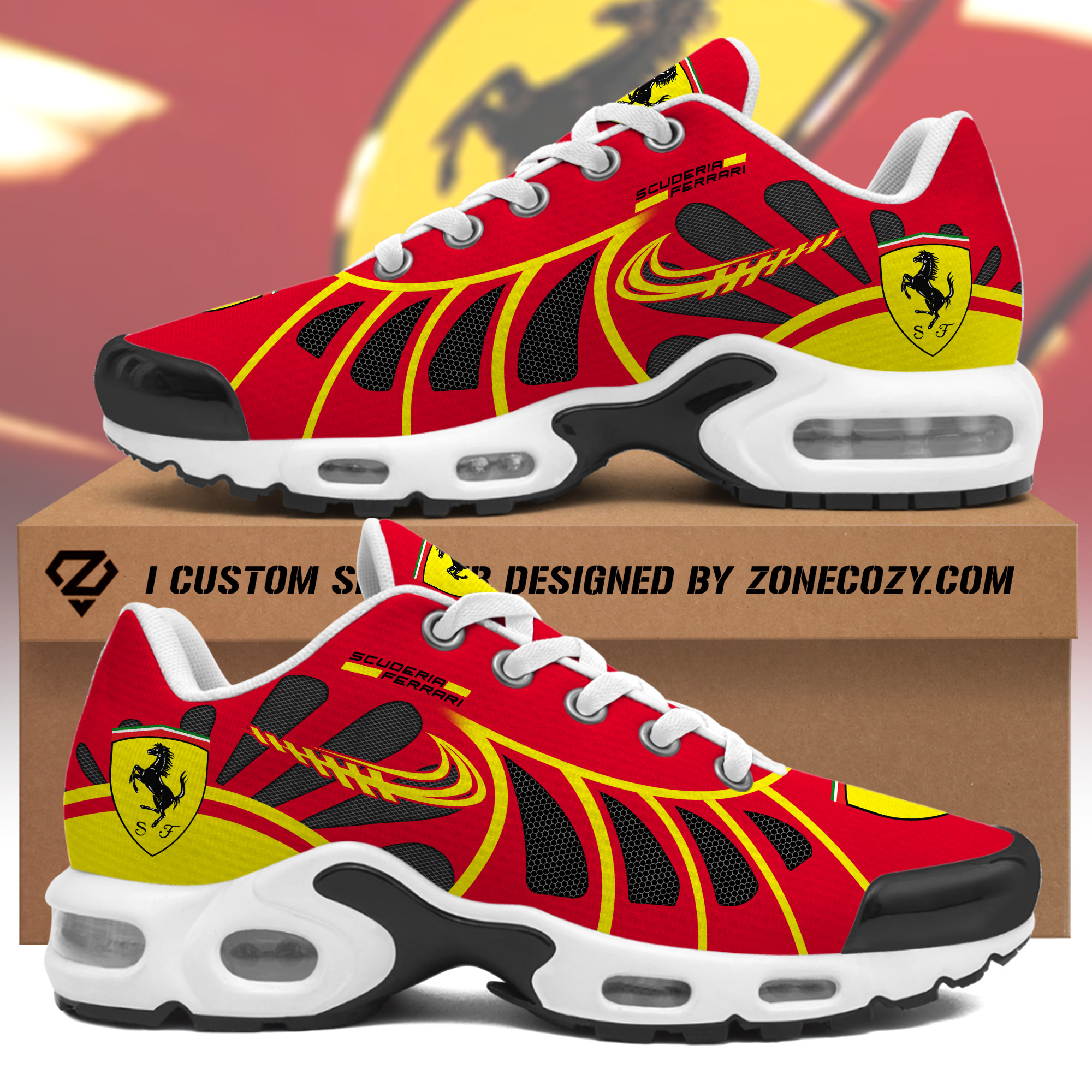 personalized scuderia ferrari air cushion sneaker v8 2323 gpwki