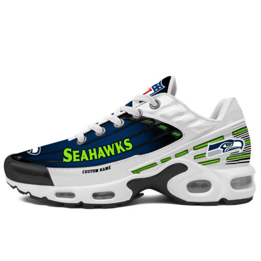 Personalized Seattle SeahawksBlack And Team Color Stripes White TN Air Max Shoes Air Cushion Sneakers