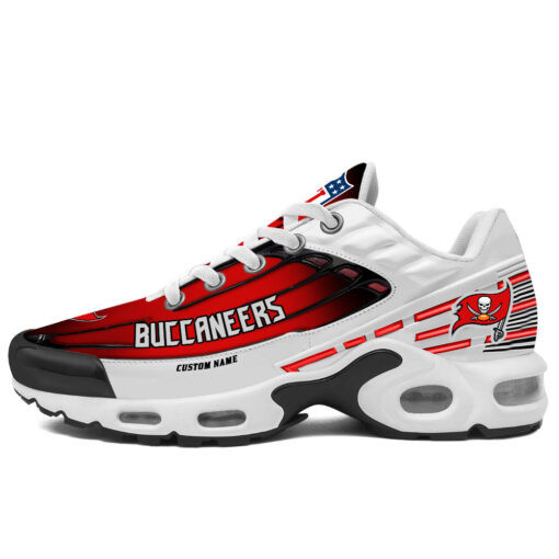 Personalized Tampa Bay BuccaneersBlack And Team Color Stripes White TN Air Max Shoes Air Cushion Sneakers