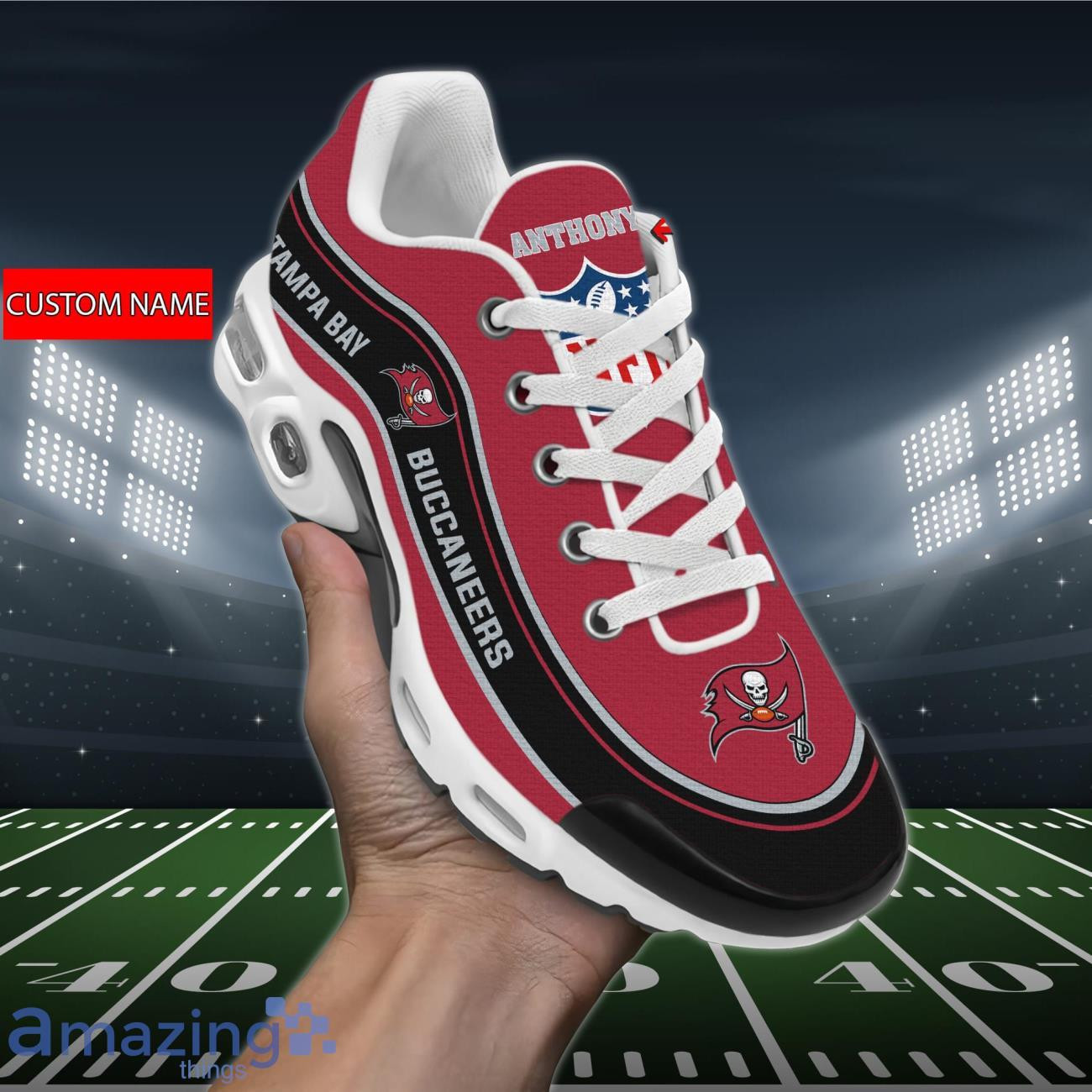 personalized tampa bay buccaneersteam logo team name on black tn air max shoes air cushion sneakers 4323
