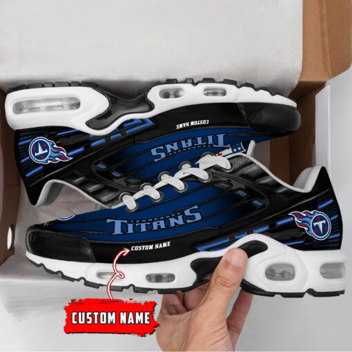 Personalized Tennessee Titans Black And Team Color Stripes Black TN Air Max Shoes Air Cushion Sneakers