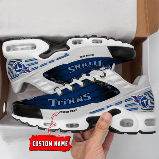 Personalized Tennessee Titans Black And Team Color Stripes White TN Air Max Shoes Air Cushion Sneakers