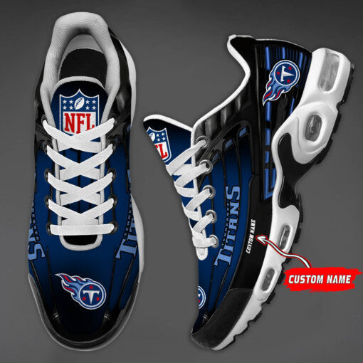 Personalized Tennessee TitansBlack And Team Color Stripes Black TN Air Max Shoes Air Cushion Sneakers