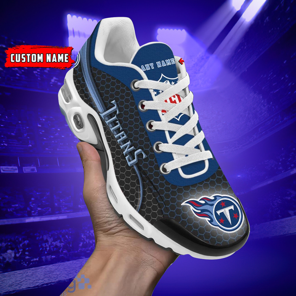 Personalized Tennessee TitansTeam Logo Hexagon Pattern Team Color TN Air Max Shoes Air Cushion Sneakers