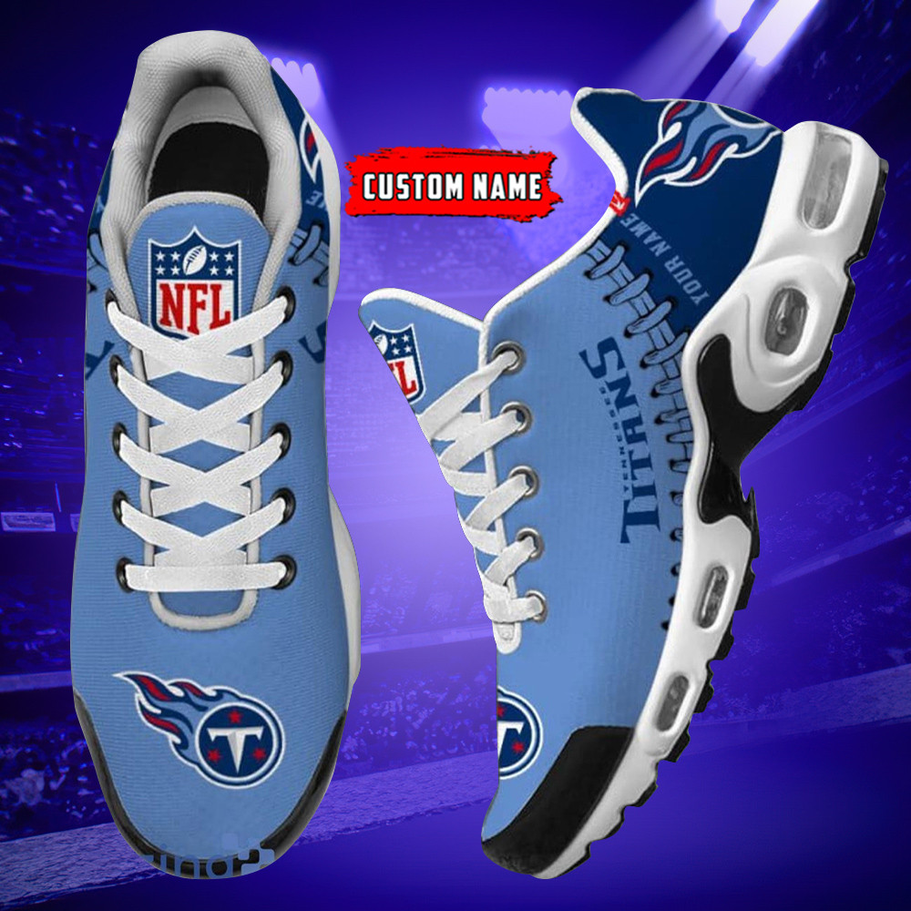 Personalized Tennessee TitansTeam Logo Rugby Ball Pattern TN Air Max Shoes Air Cushion Sneakers