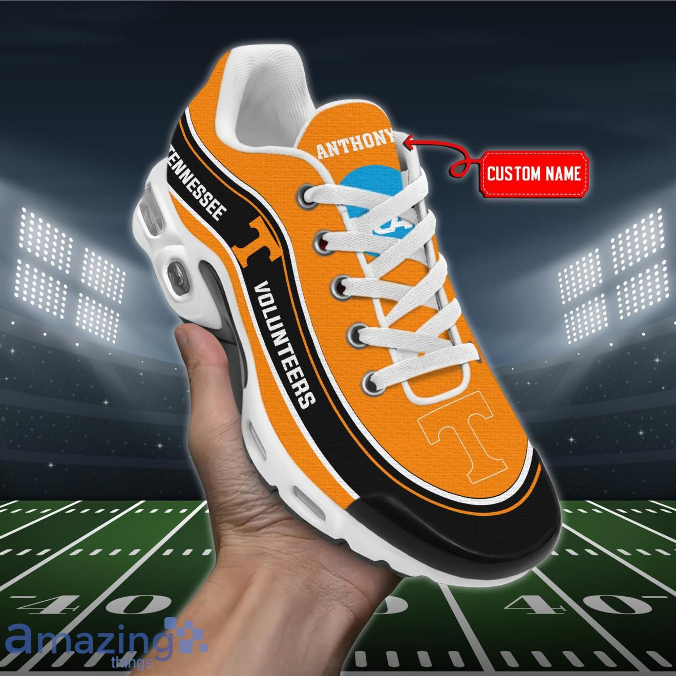 Personalized Tennessee Volunteers Team Logo Team Name On Black TN Air Max Shoes Air Cushion Sneakers