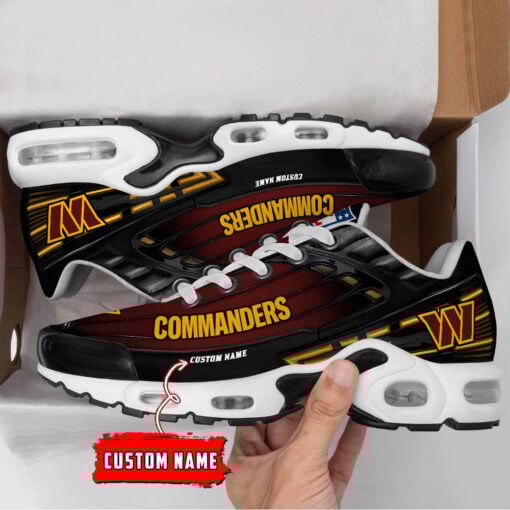 Personalized Washington Commanders Black And Team Color Stripes Black TN Air Max Shoes Air Cushion Sneakers