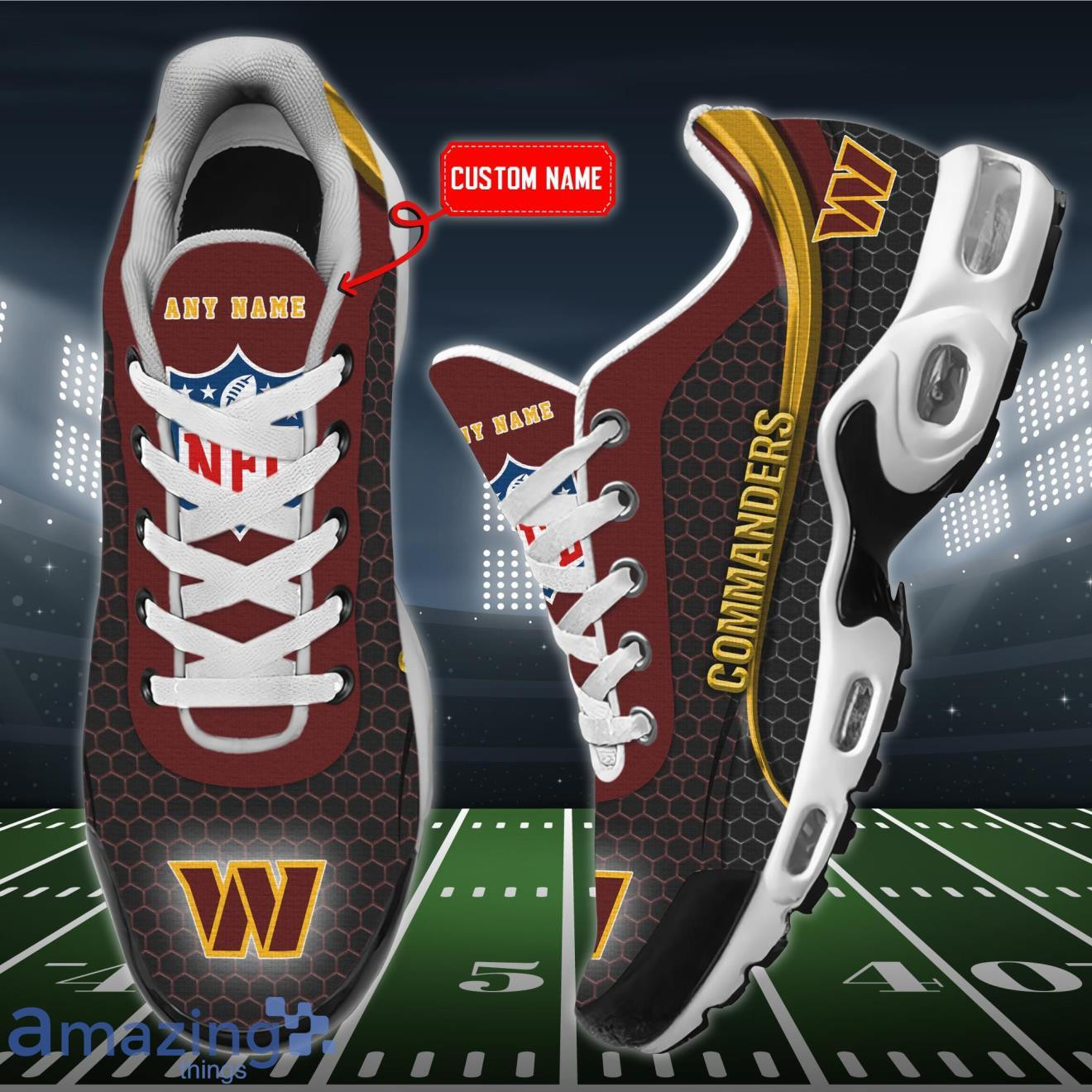 Personalized Washington Commanders Team Logo Hexagon Pattern Team Color TN Air Max Shoes Air Cushion Sneakers