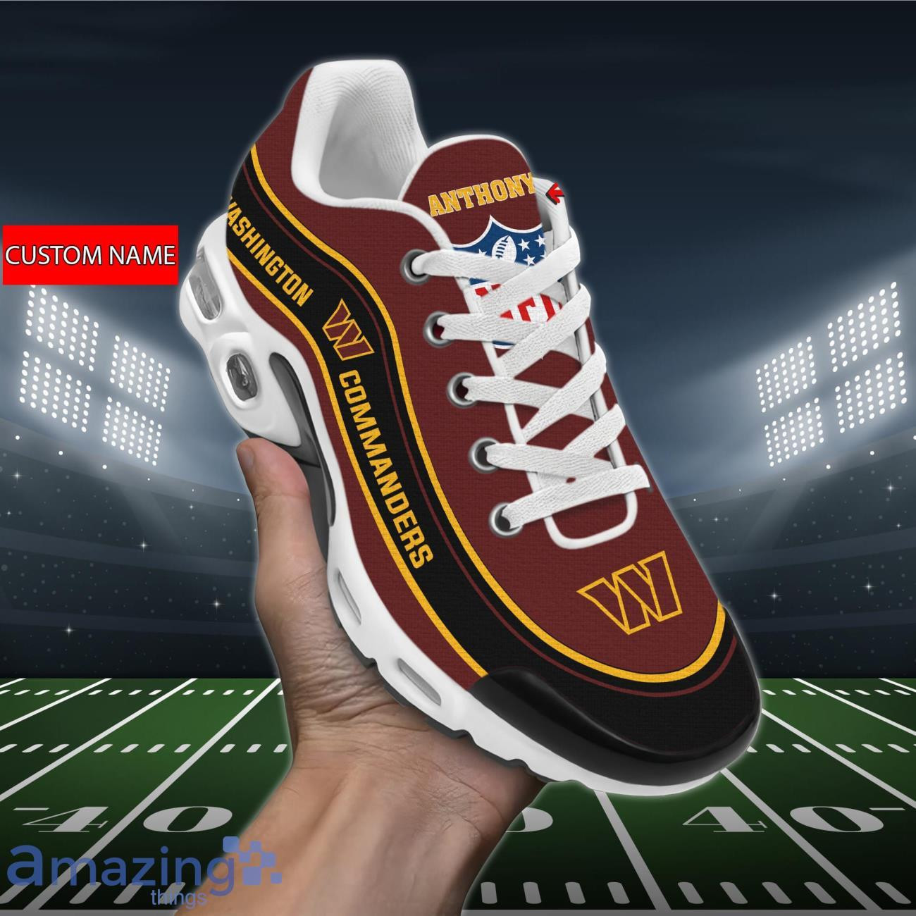Personalized Washington CommandersTeam Logo Team Name On Black TN Air Max Shoes Air Cushion Sneakers