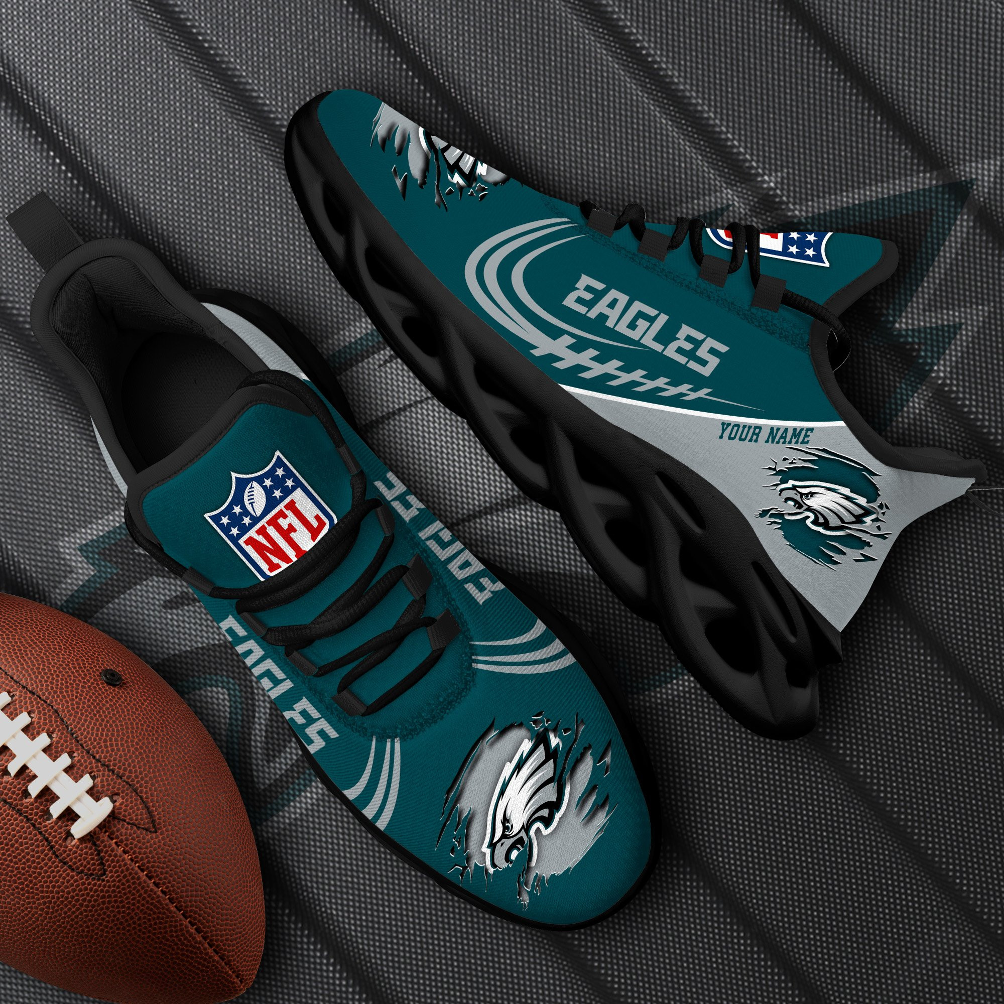 Philadelphia Eagles Black Max Soul Shoes 2026 Versions Custom Name 003
