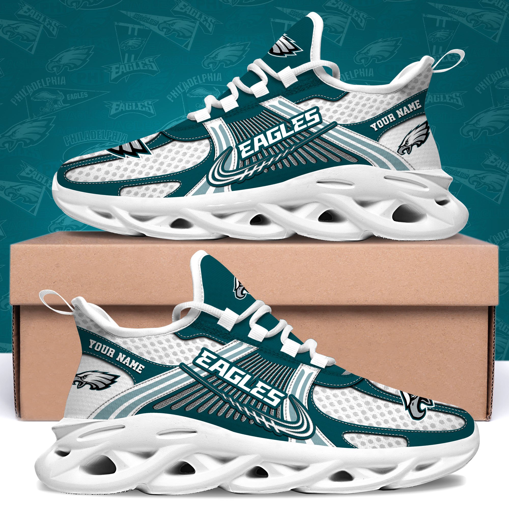 philadelphia eagles clunky sneakers custom your name sport sneakers for fans gifts for sport lovers gift for dad 4907 rb2cs