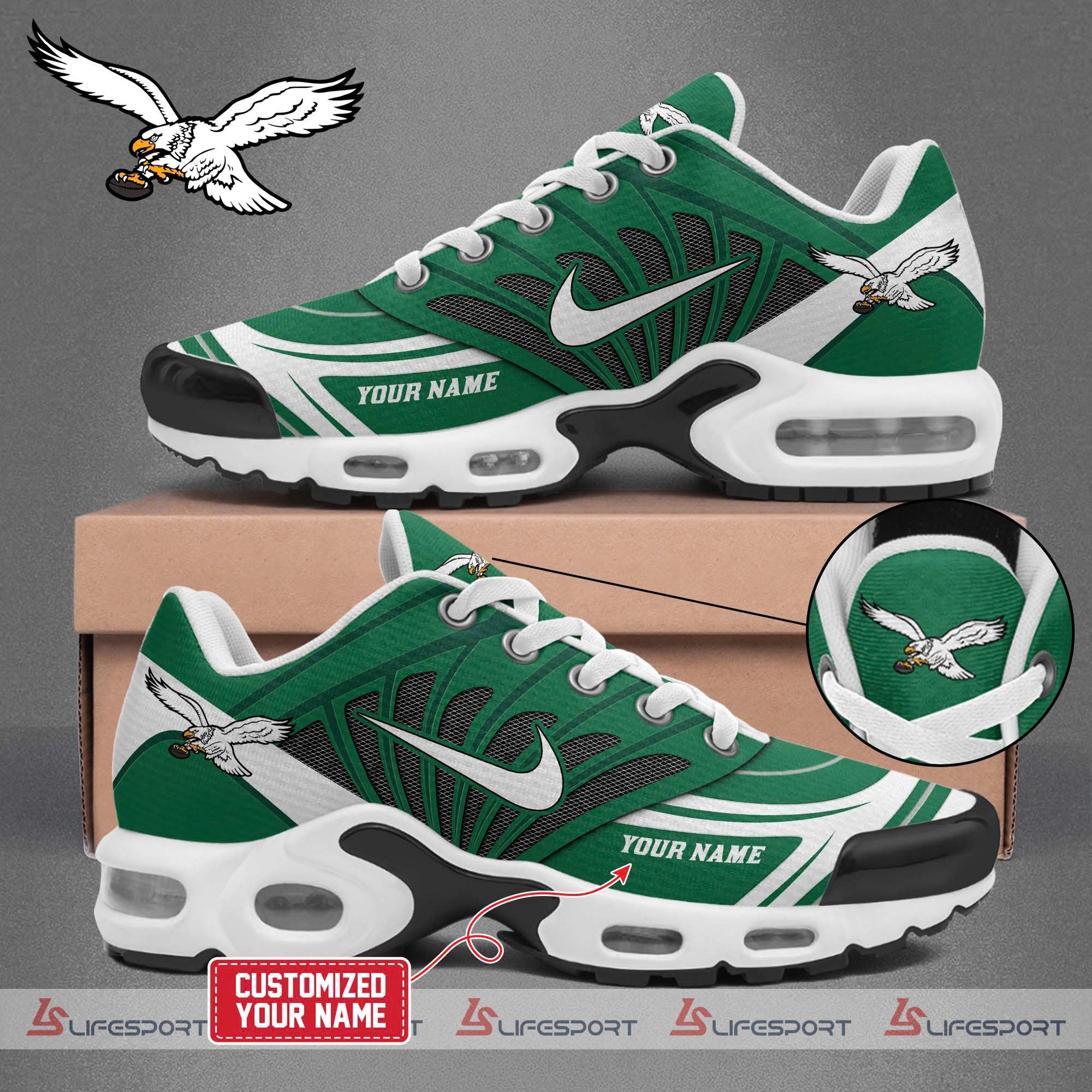 philadelphia eagles kelly green air max plus sneakers 8363 9zmnv