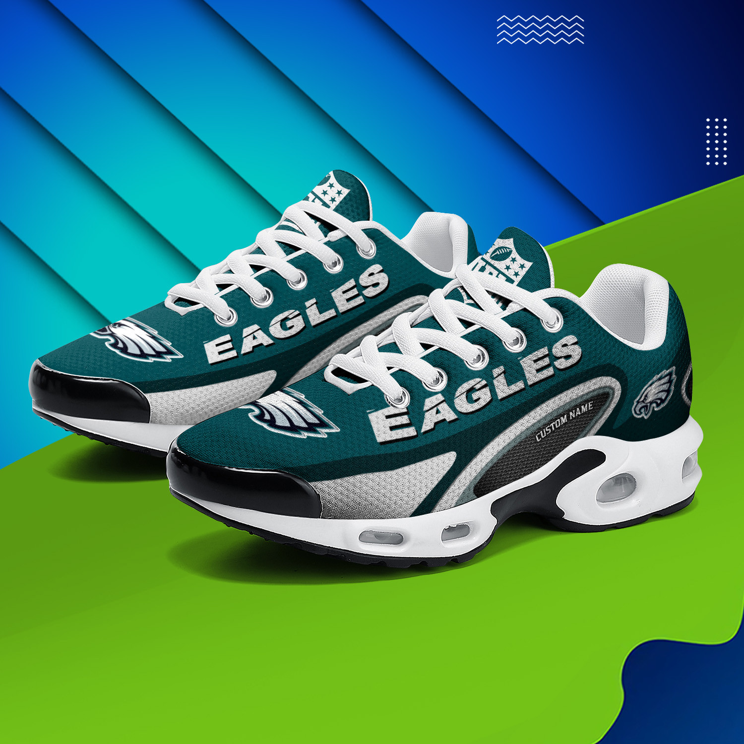 Philadelphia Eagles Personalized Name Team Logo Mix Colors Oval Line TN Air Max Shoes Air Cushion Sneakers