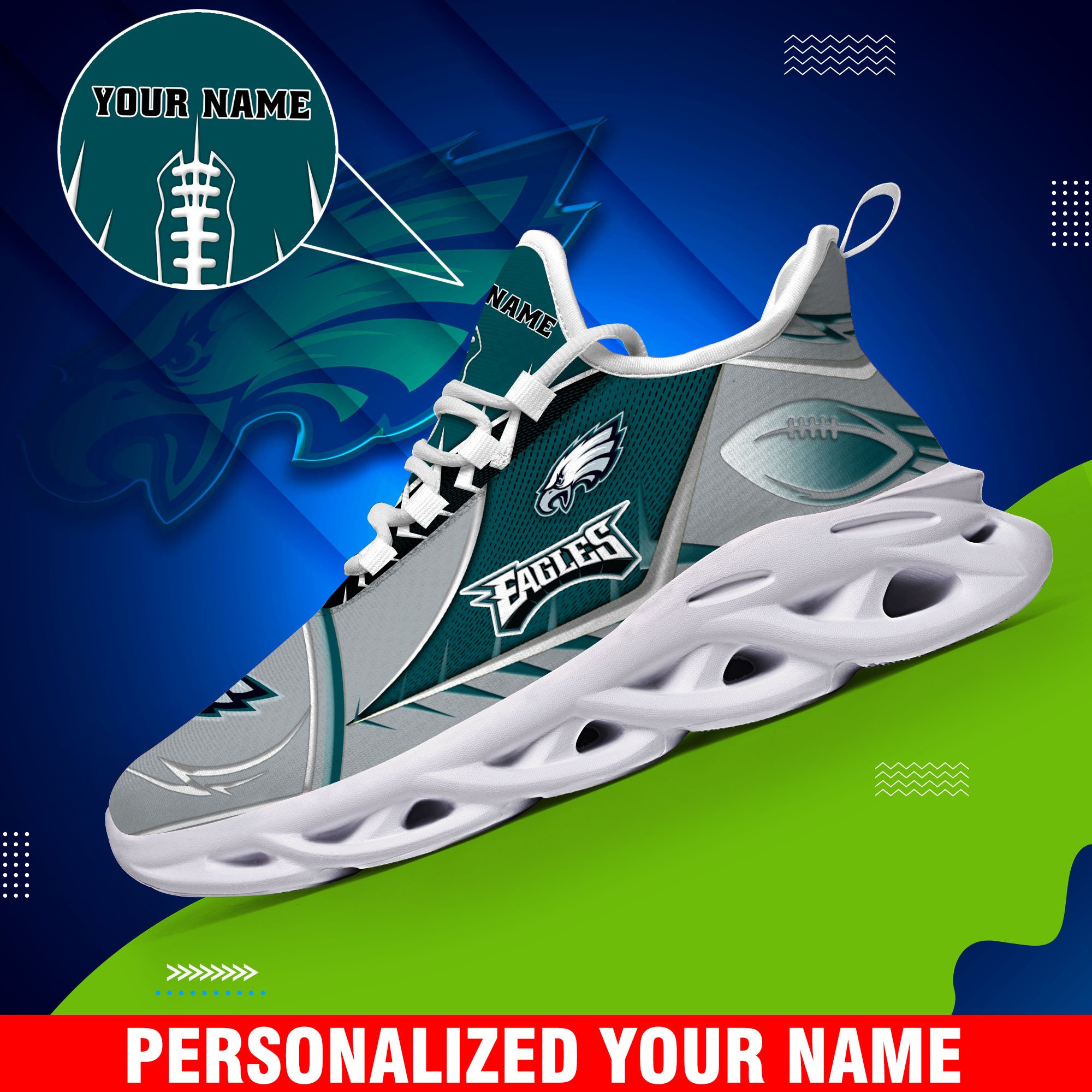 Philadelphia Eagles Sport White C Sneakers 2026 Version Personalized Your Name 528