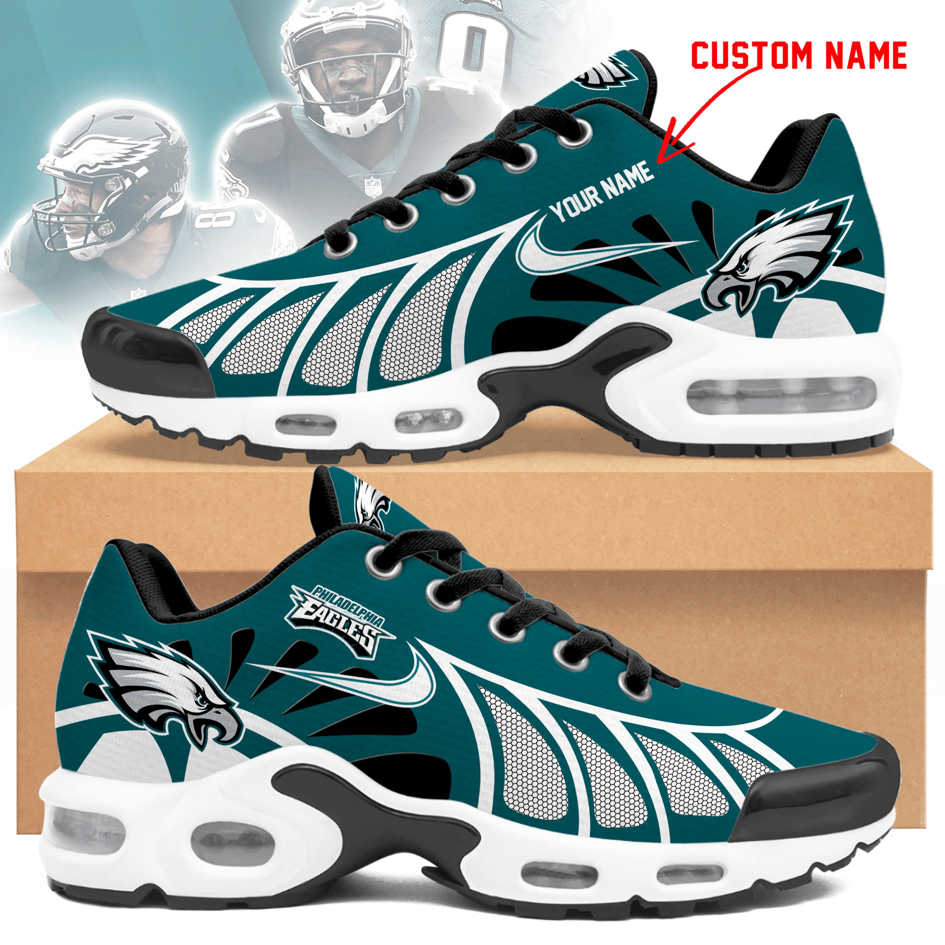 philadelphia eagles unisex air max plus sneakers 8691 i95ww