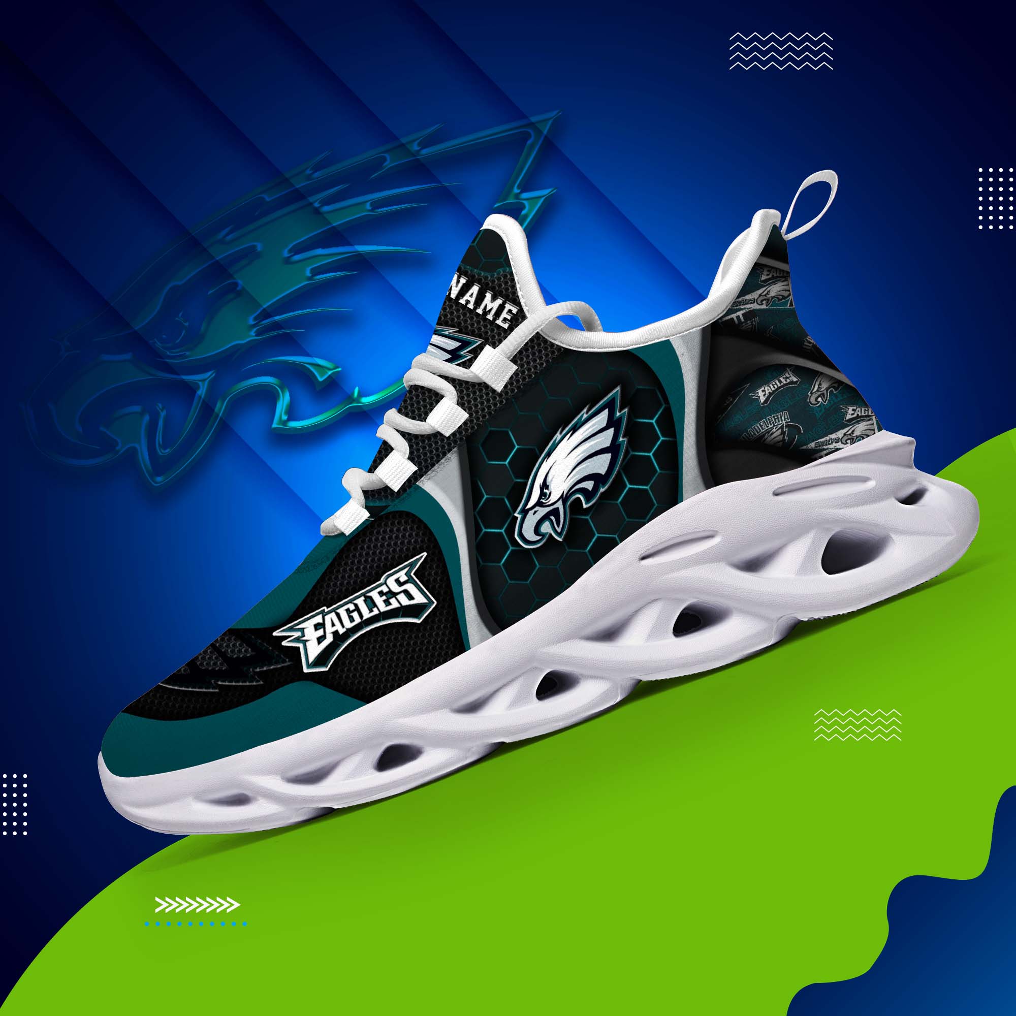 Philadelphia Eagles White C Sneakers 2026 Version Personalized Your Name 432