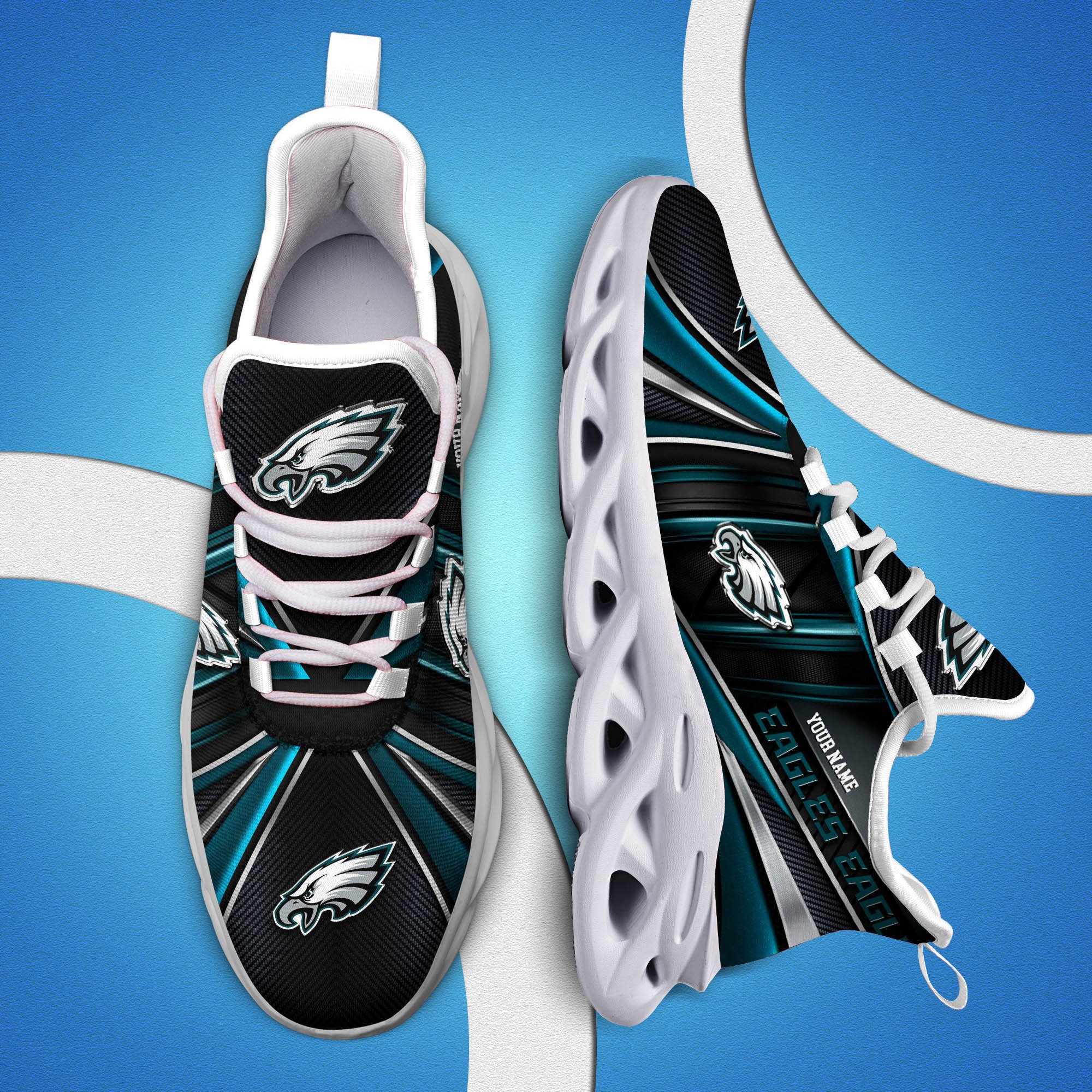 Philadelphia Eagles White C Sneakers 2026 Version Personalized Your Name, Sport Team Sneakers, Sport Gifts PH892