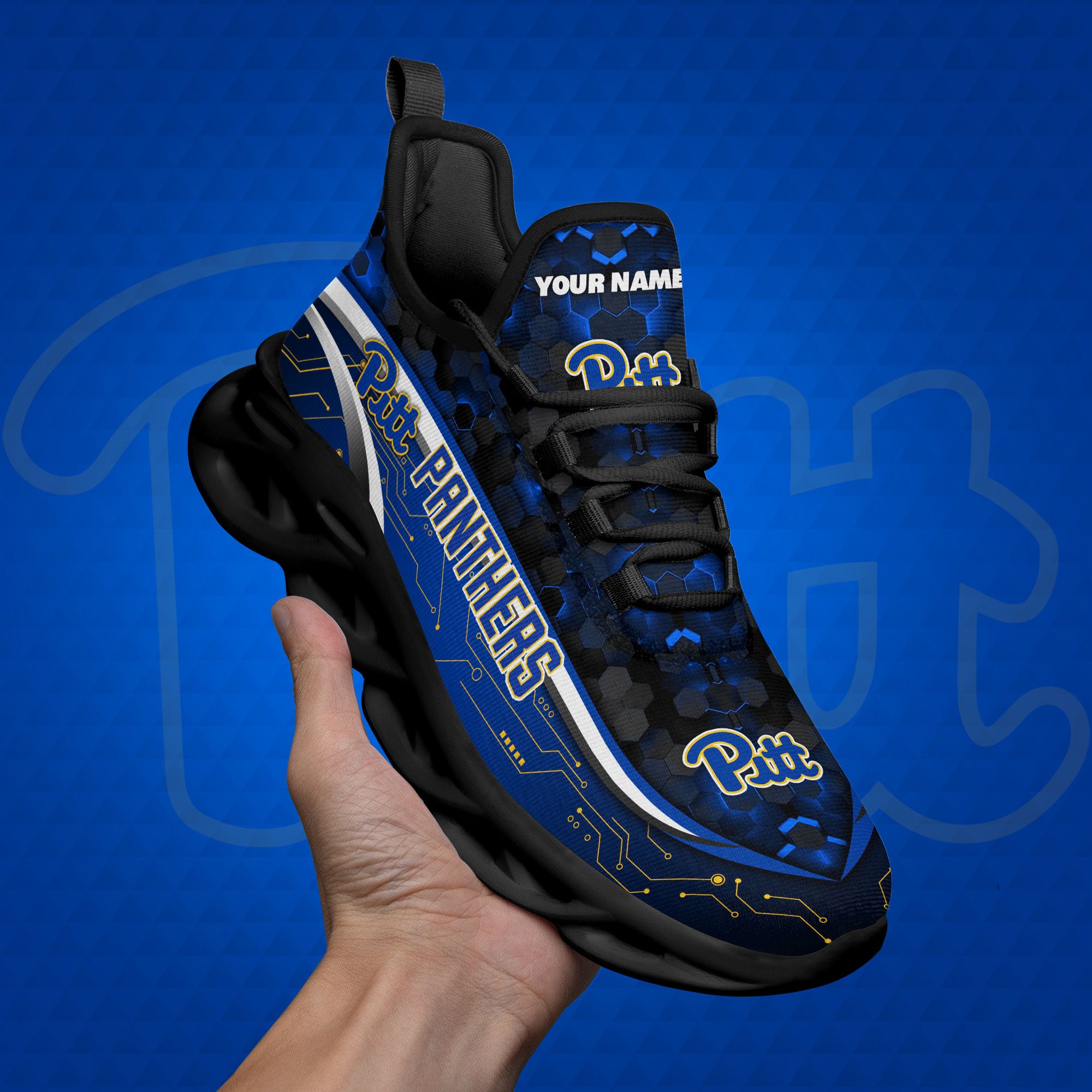 pittsburgh panthers black clunky sneakers custom name max soul shoes sport gifts 9778 bv5vq