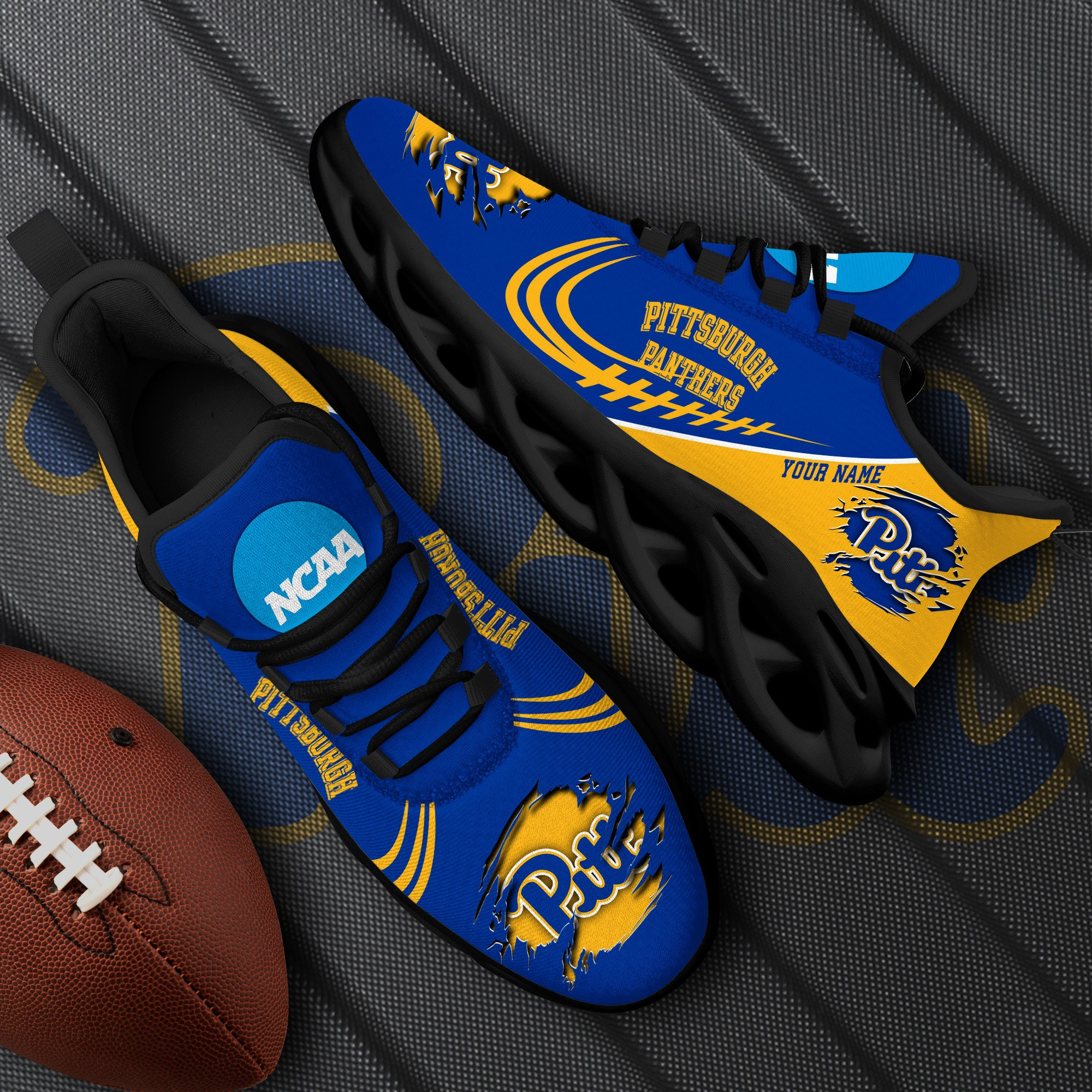 Pittsburgh Panthers Black Max Soul Shoes 2026 Versions Custom Name 016