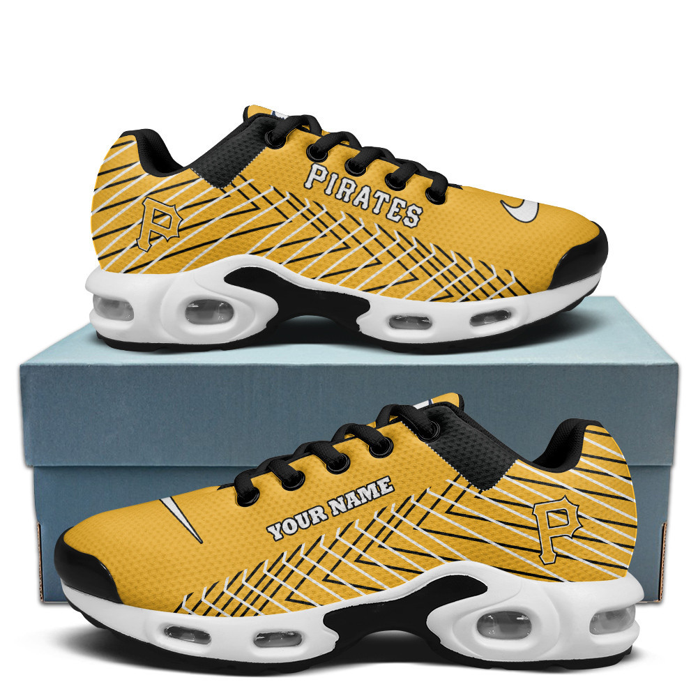 Pittsburgh Pirates Personalized Name Team Colors Jagged Lines TN Air Max Shoes Air Cushion Sneakers