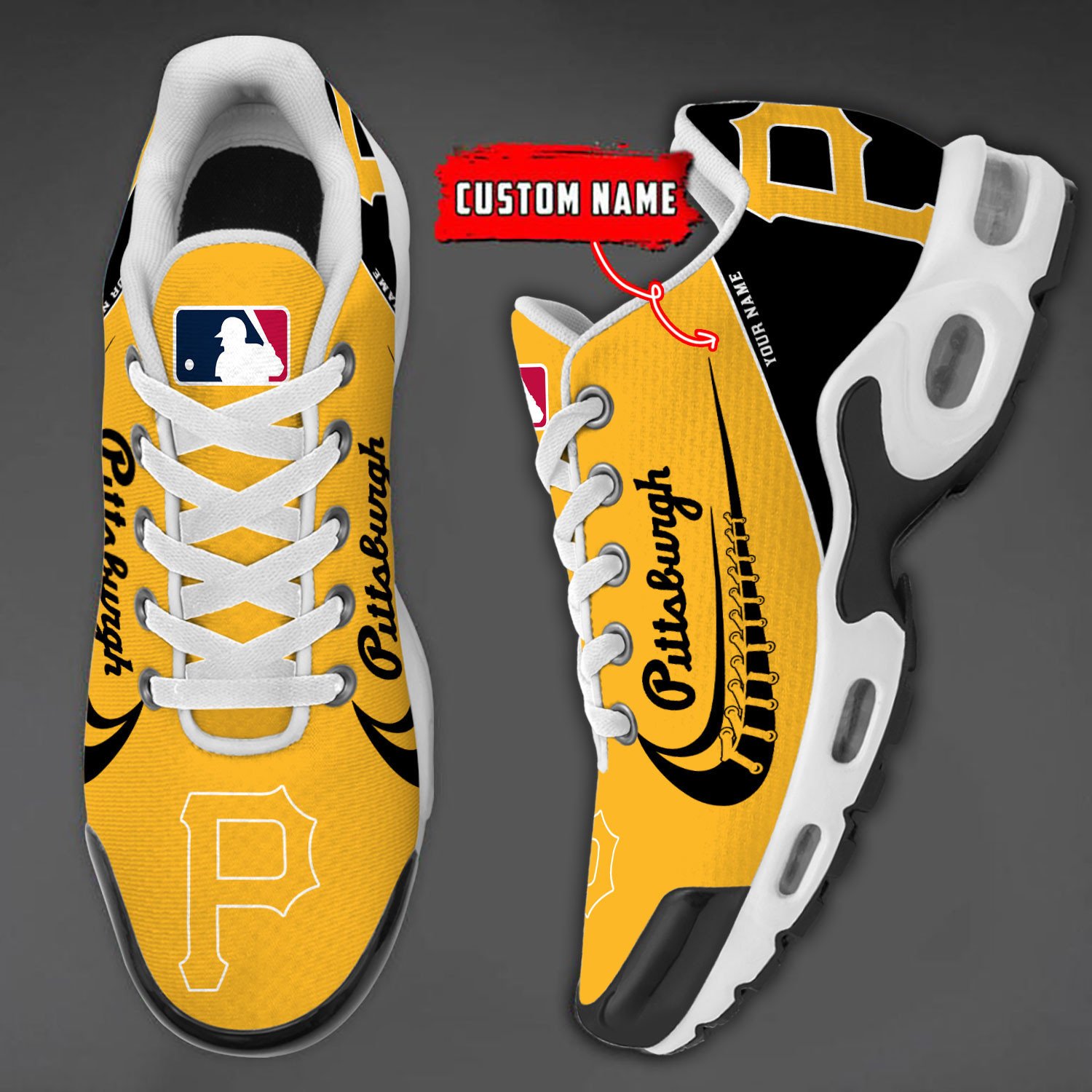 Pittsburgh Pirates Team Logo Baseball God Wings Air Max Shoes Sneaker