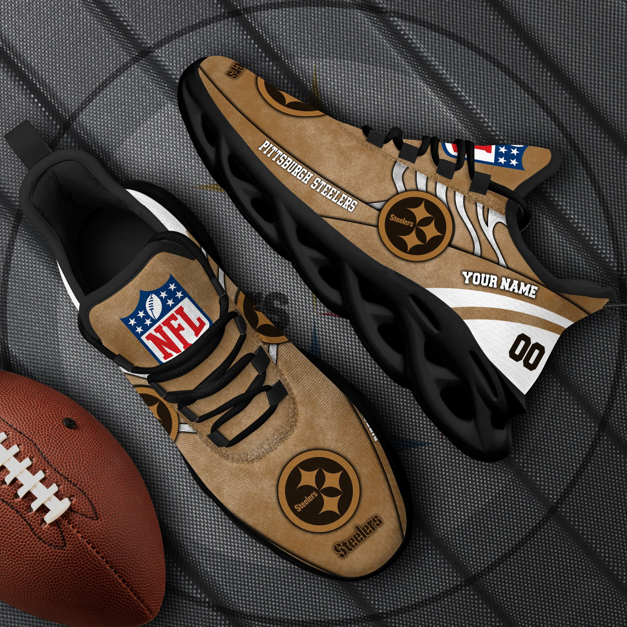 pittsburgh steelers black max soul shoes 2026 versions custom your name and number 264 1637