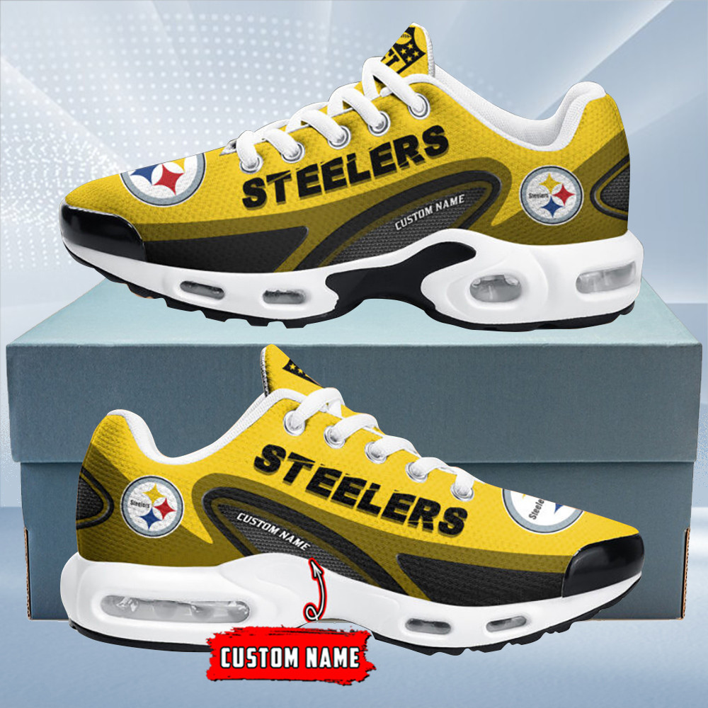 Pittsburgh Steelers Personalized Name Team Logo Mix Colors Oval Line TN Air Max Shoes Air Cushion Sneakers