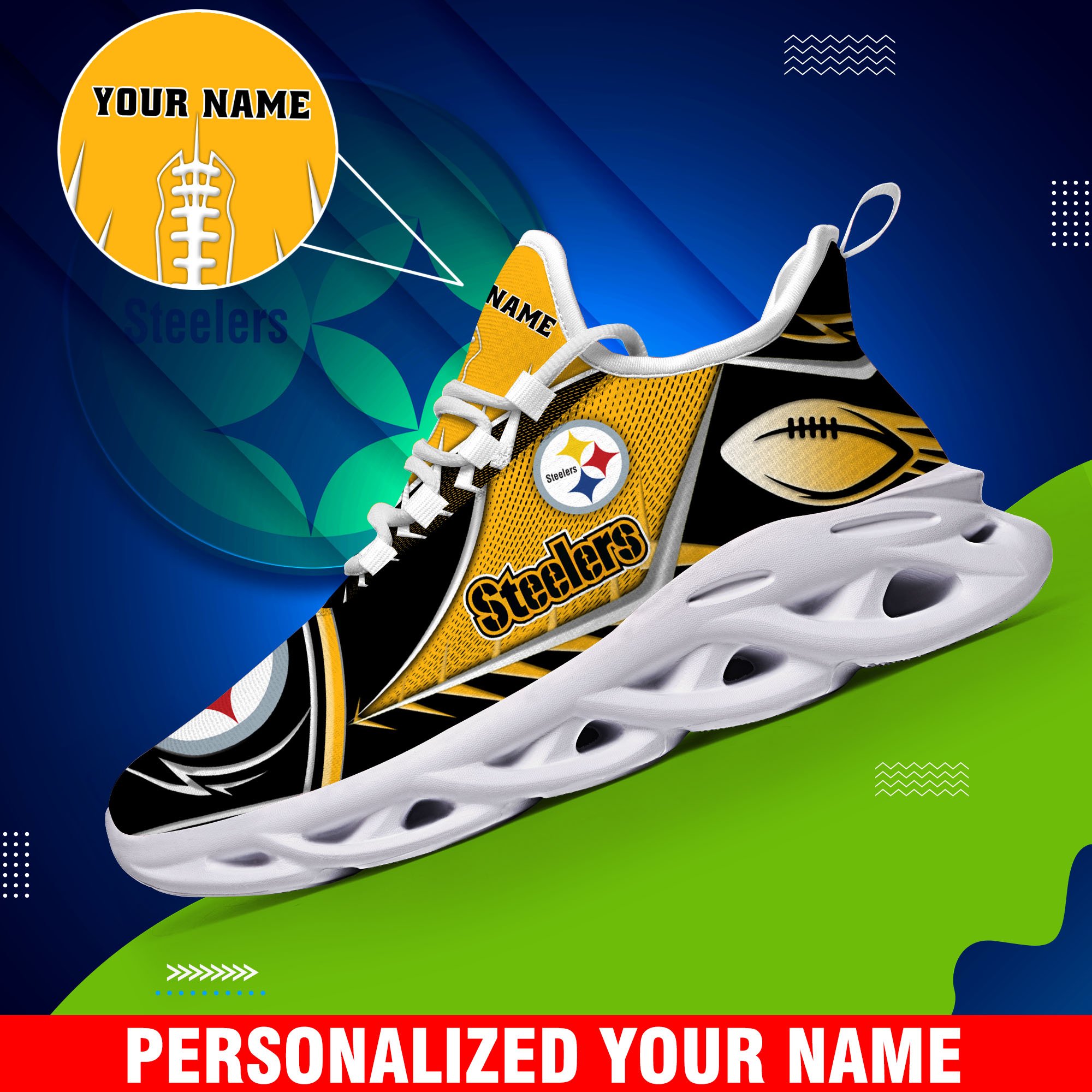 Pittsburgh Steelers Sport White C Sneakers 2026 Version Personalized Your Name 528