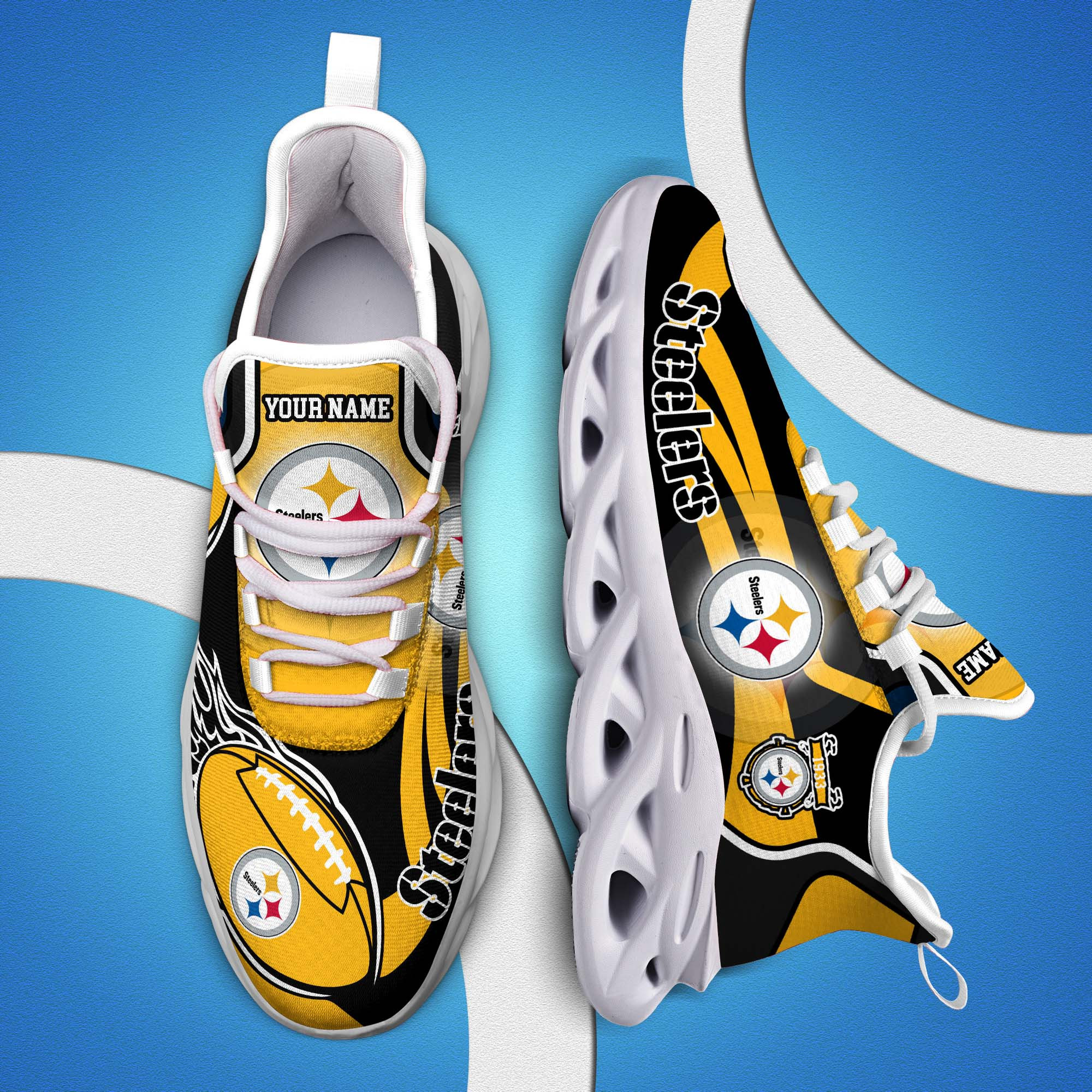 Pittsburgh Steelers White C Sneakers 2026 Version Personalized Your Name 090