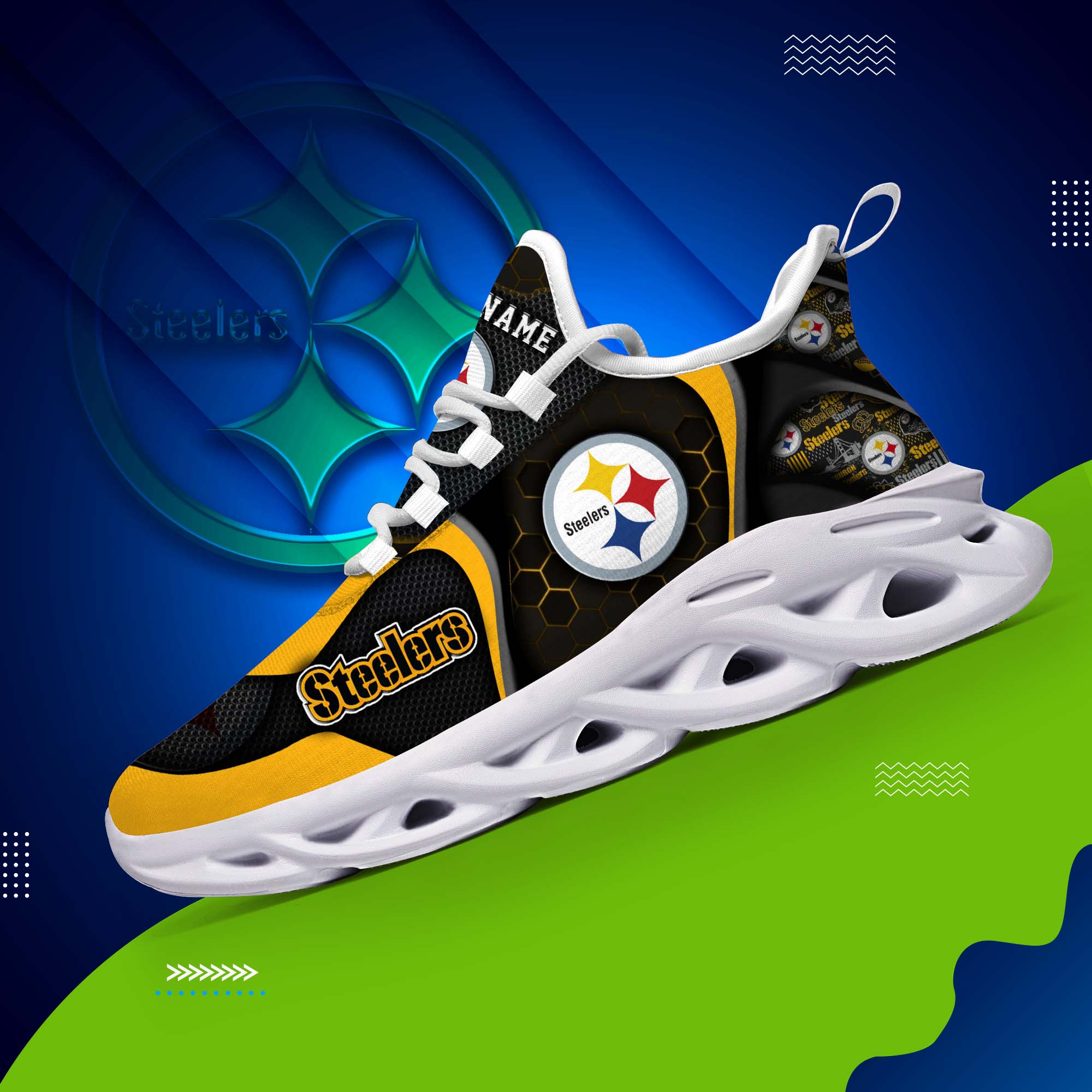 Pittsburgh Steelers White C Sneakers 2026 Version Personalized Your Name 432