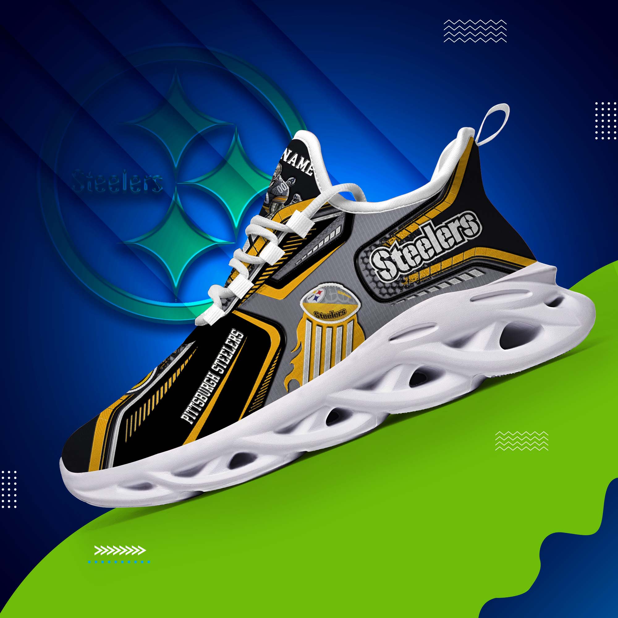 Pittsburgh Steelers White C Sneakers 2026 Version Personalized Your Name, Sport Sneakers , Sport Gifts PH605