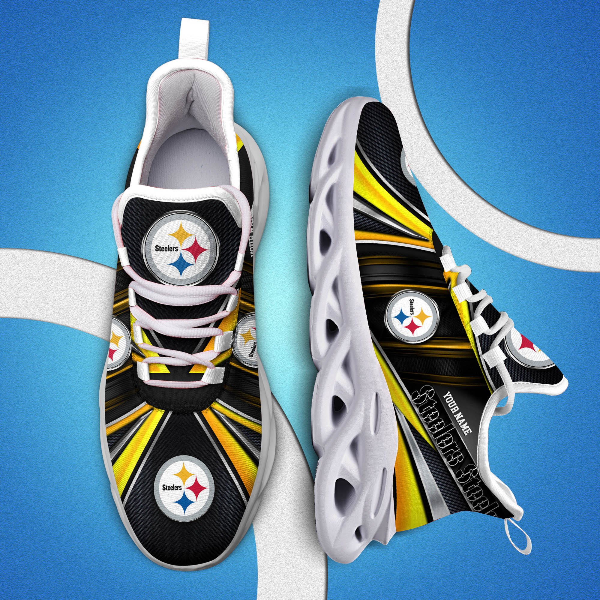 Pittsburgh Steelers White C Sneakers 2026 Version Personalized Your Name, Sport Team Sneakers, Sport Gifts PH892