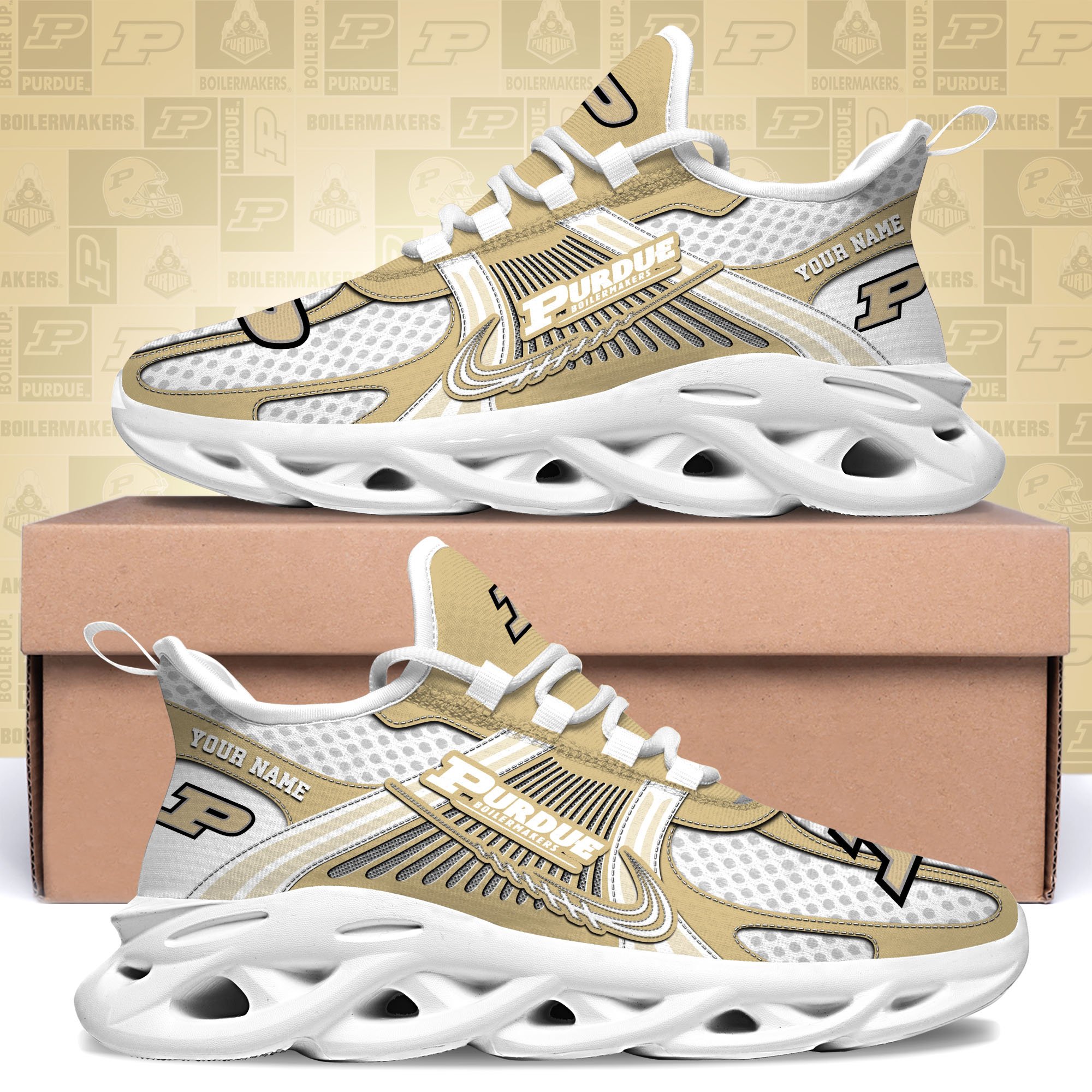 Purdue Boilermakers Clunky Sneakers Custom Your Name, Sport Sneakers, Sport Gifts For Fan, Gifts For Him