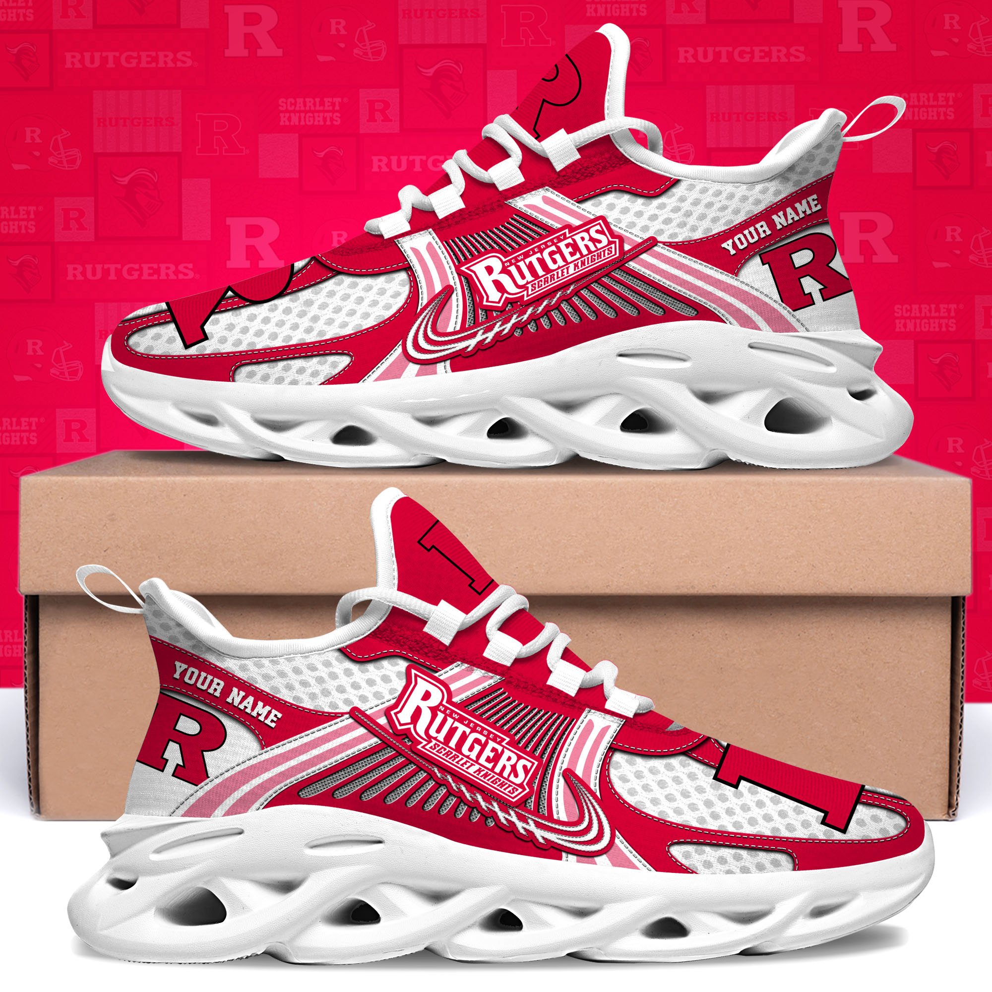rutgers scarlet knights clunky sneakers custom your name sport sneakers sport gifts for fan gifts for him 6312 bzuil