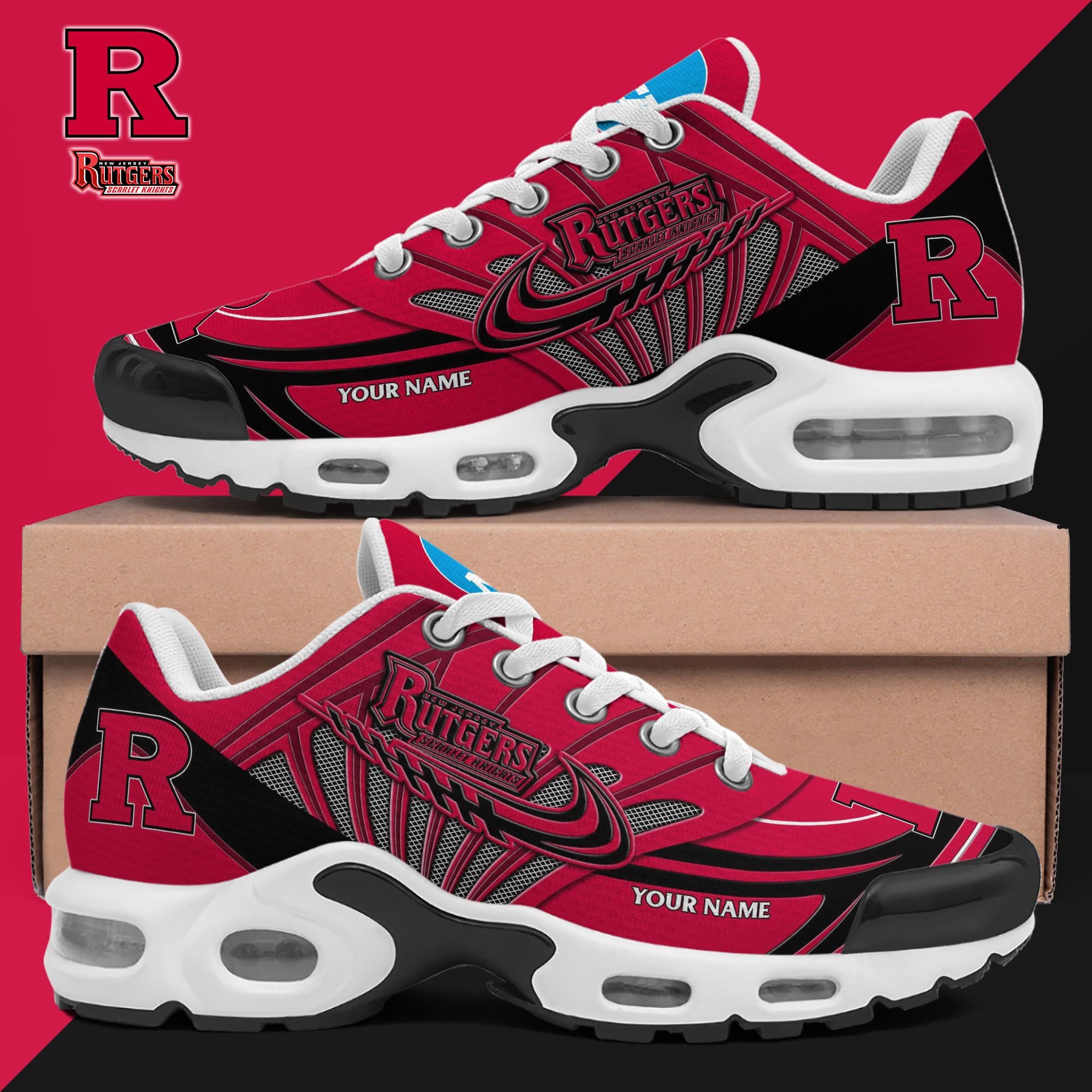 rutgers scarlet knights tn shoes 2026 version custom your name 9669 rq4ga