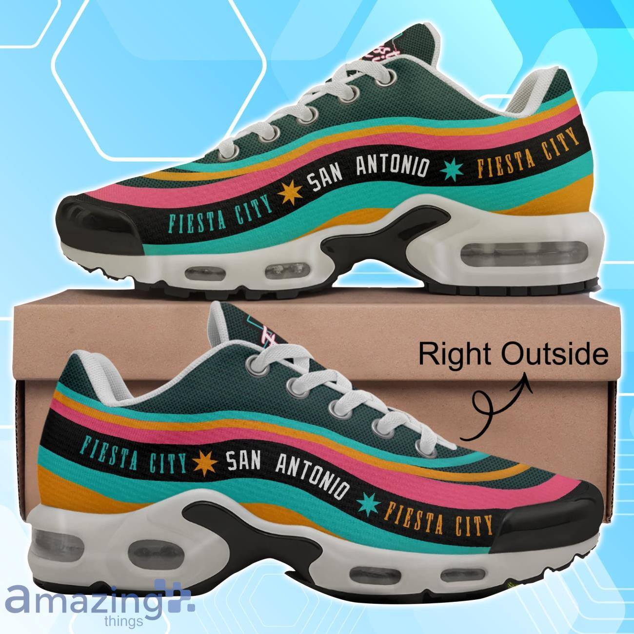 San Antonio Spurs NBA Basketball Fiesta City Colorful Waves TN Air Max Shoes Air Cushion Sneakers