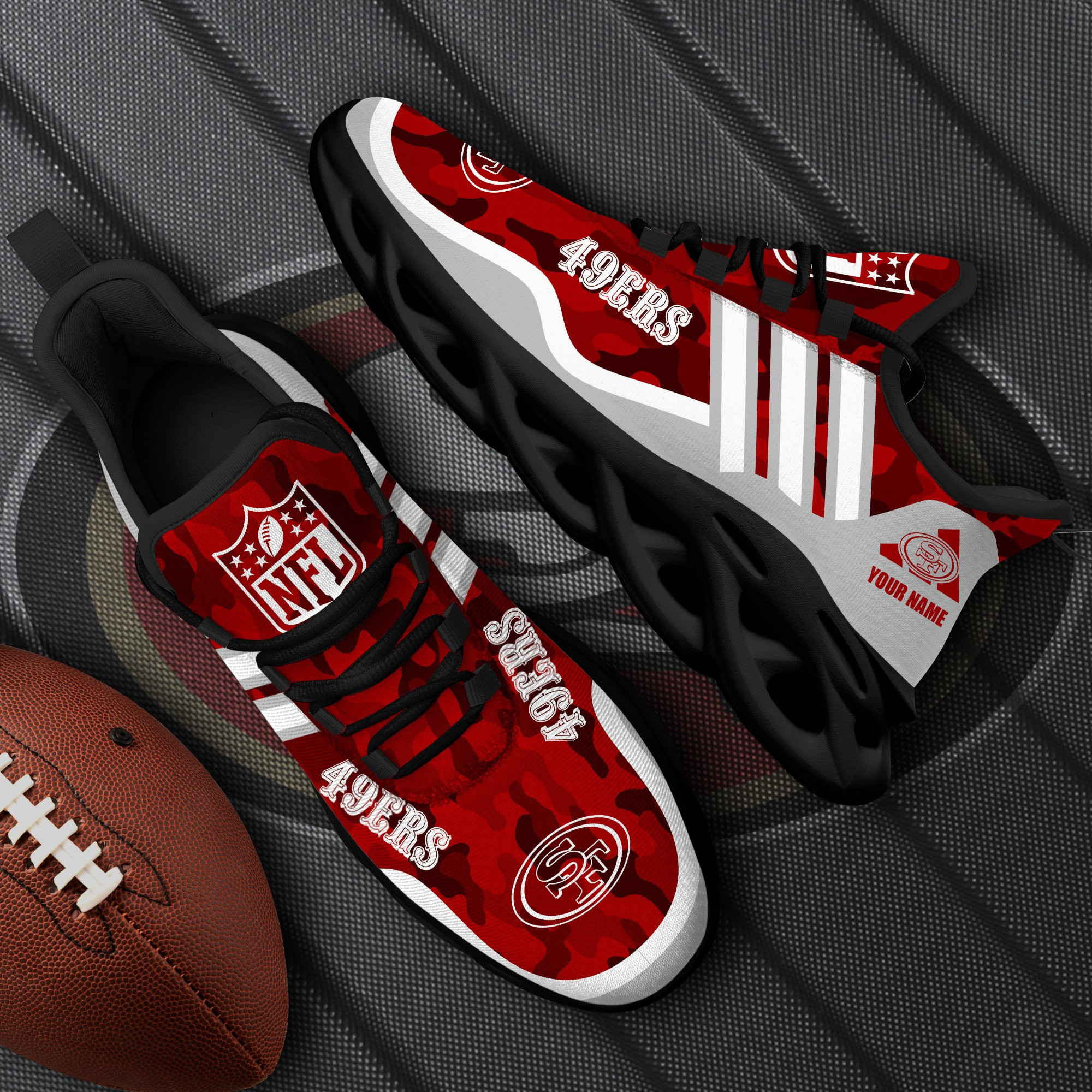 San Francisco 49Ers Black Max Soul Shoes 2026 Versions Custom Name 430