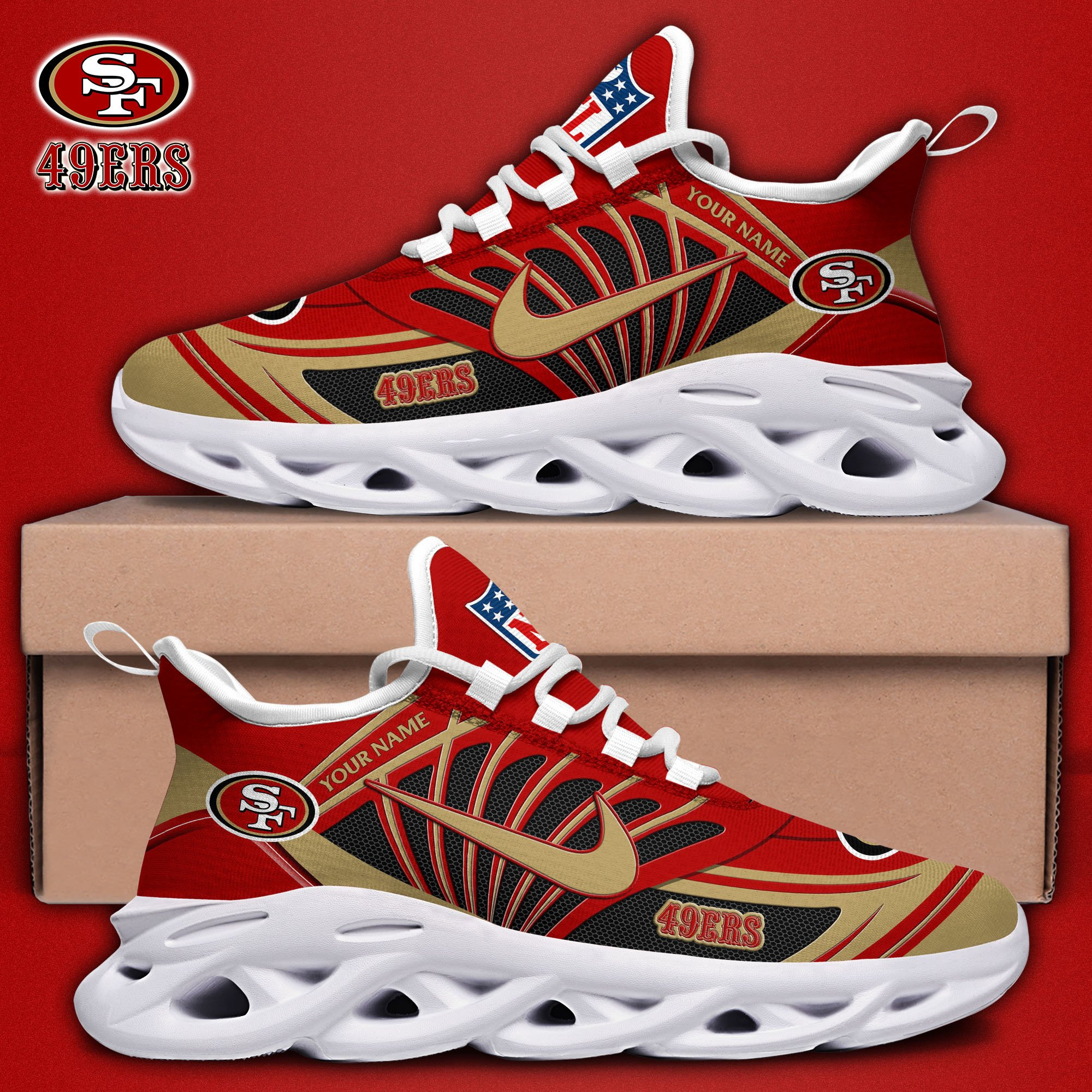 San Francisco 49Ers Black Max Soul Shoes 2026 Versions Custom Name 898