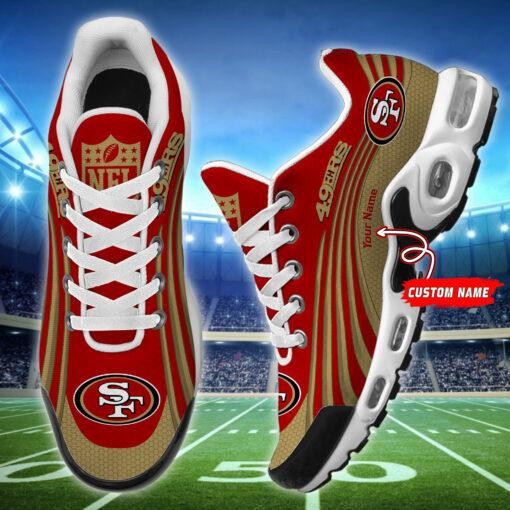 San Francisco 49ers Personalized Name Team Colors Wave Lines TN Shoes Air Cushion Sneakers